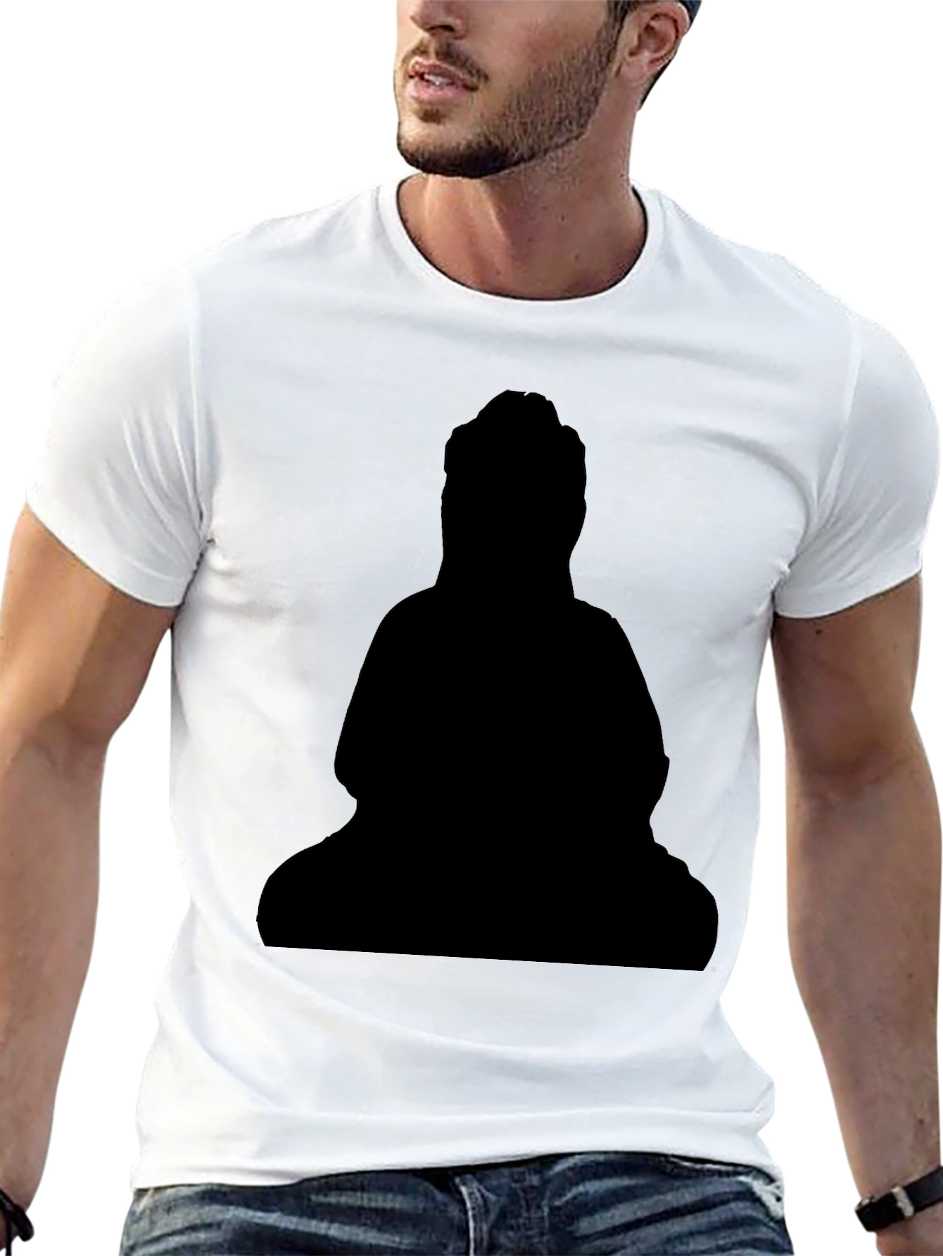 Black Buddha Silhouette T-Shirt - Classic Style