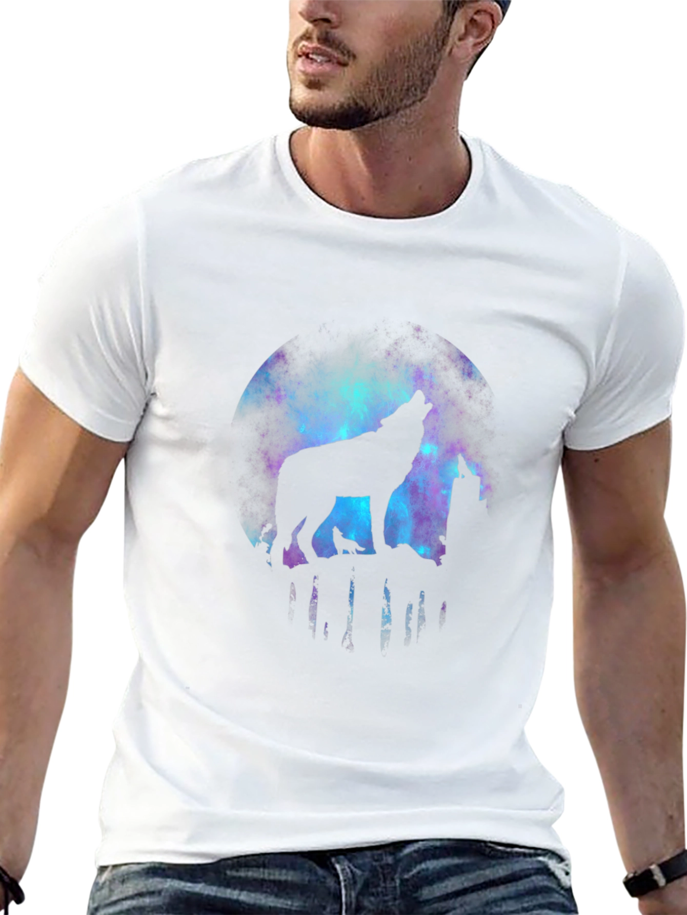 Wolf Galaxy T-Shirt - Mens Black Tee