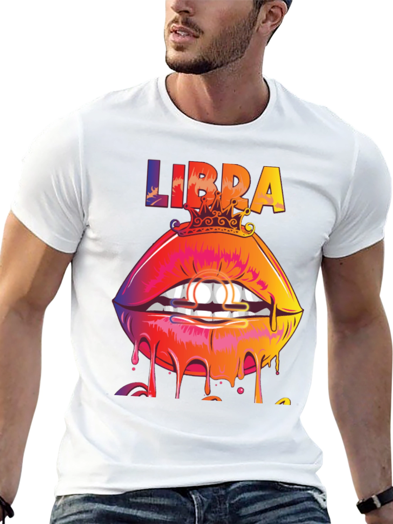 Libra Zodiac Lips Graphic Tee - Black