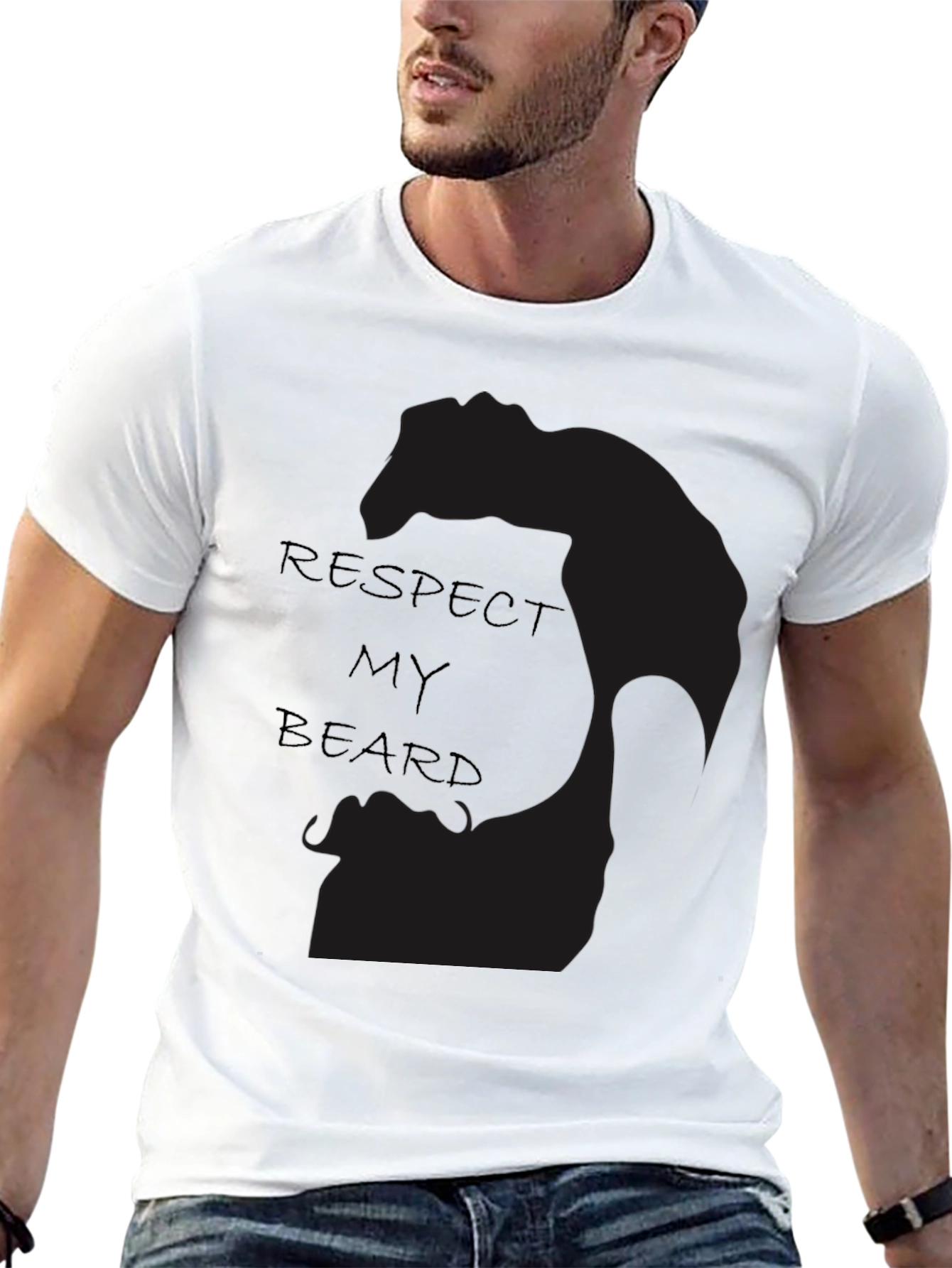 Respect My Beard Graphic Tee - Black Cotton T-Shirt