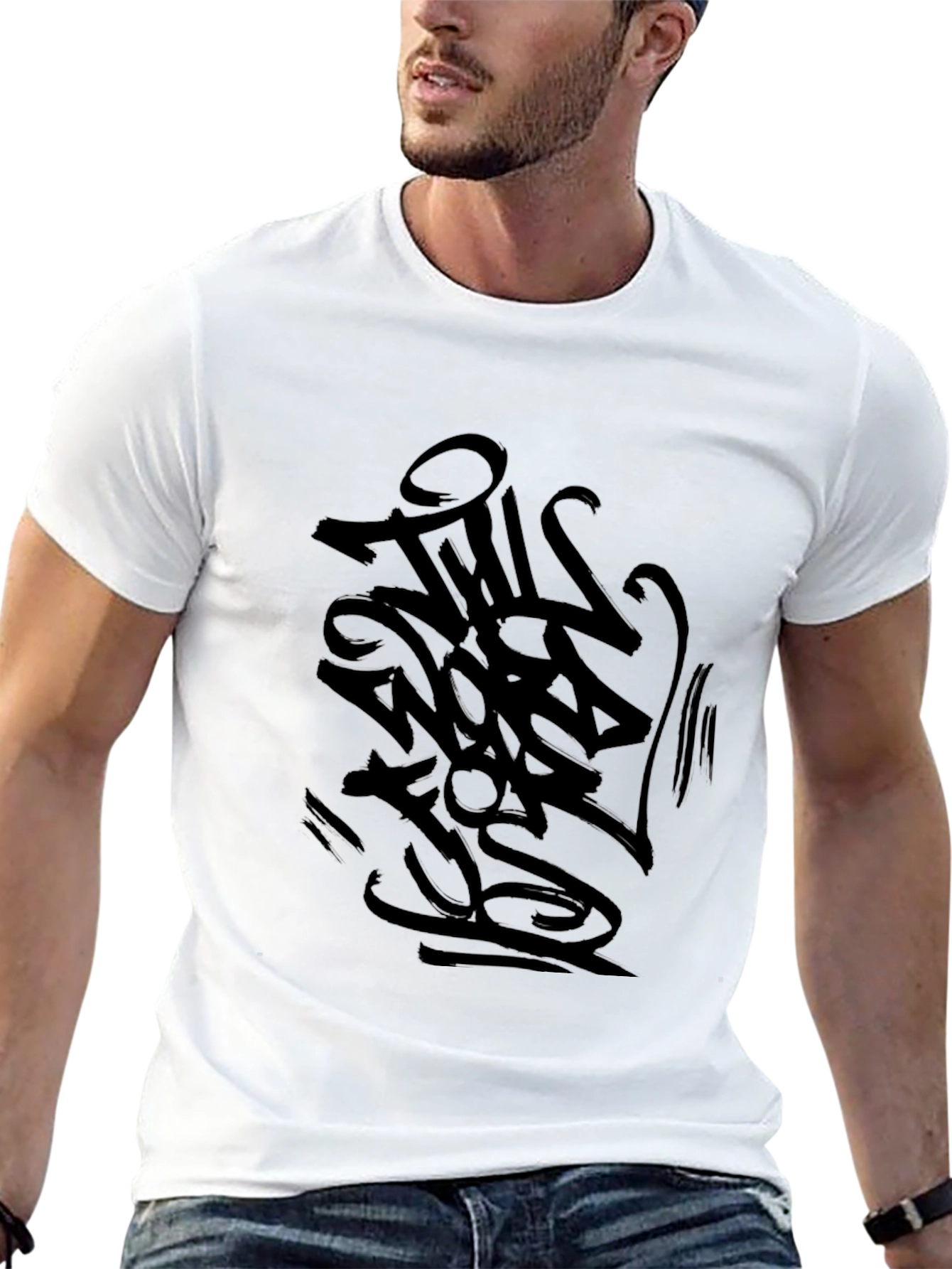 Mens Black Graphic Print T-Shirt - Urban Style
