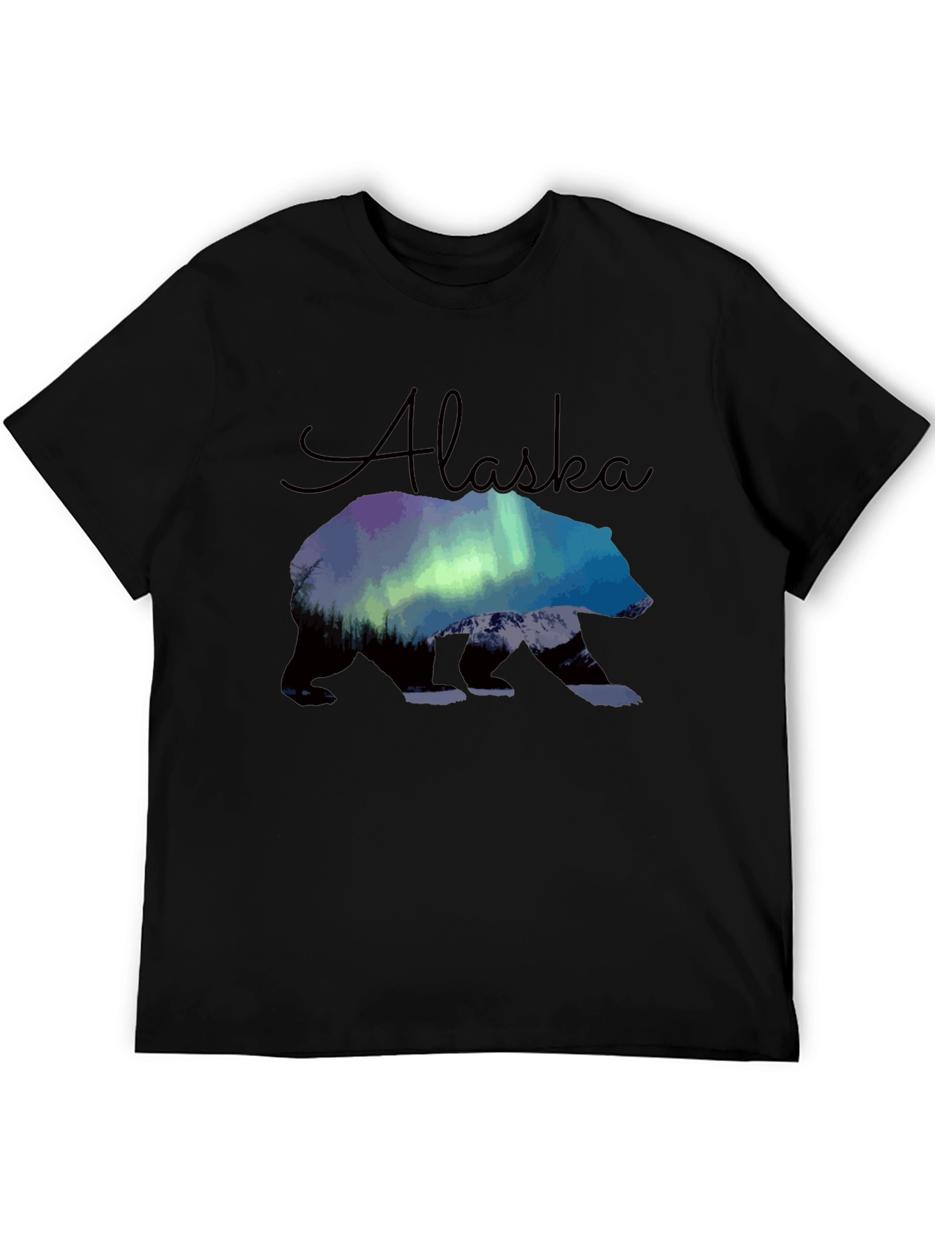 Alaska Bear Northern Lights Graphic T-Shirt
