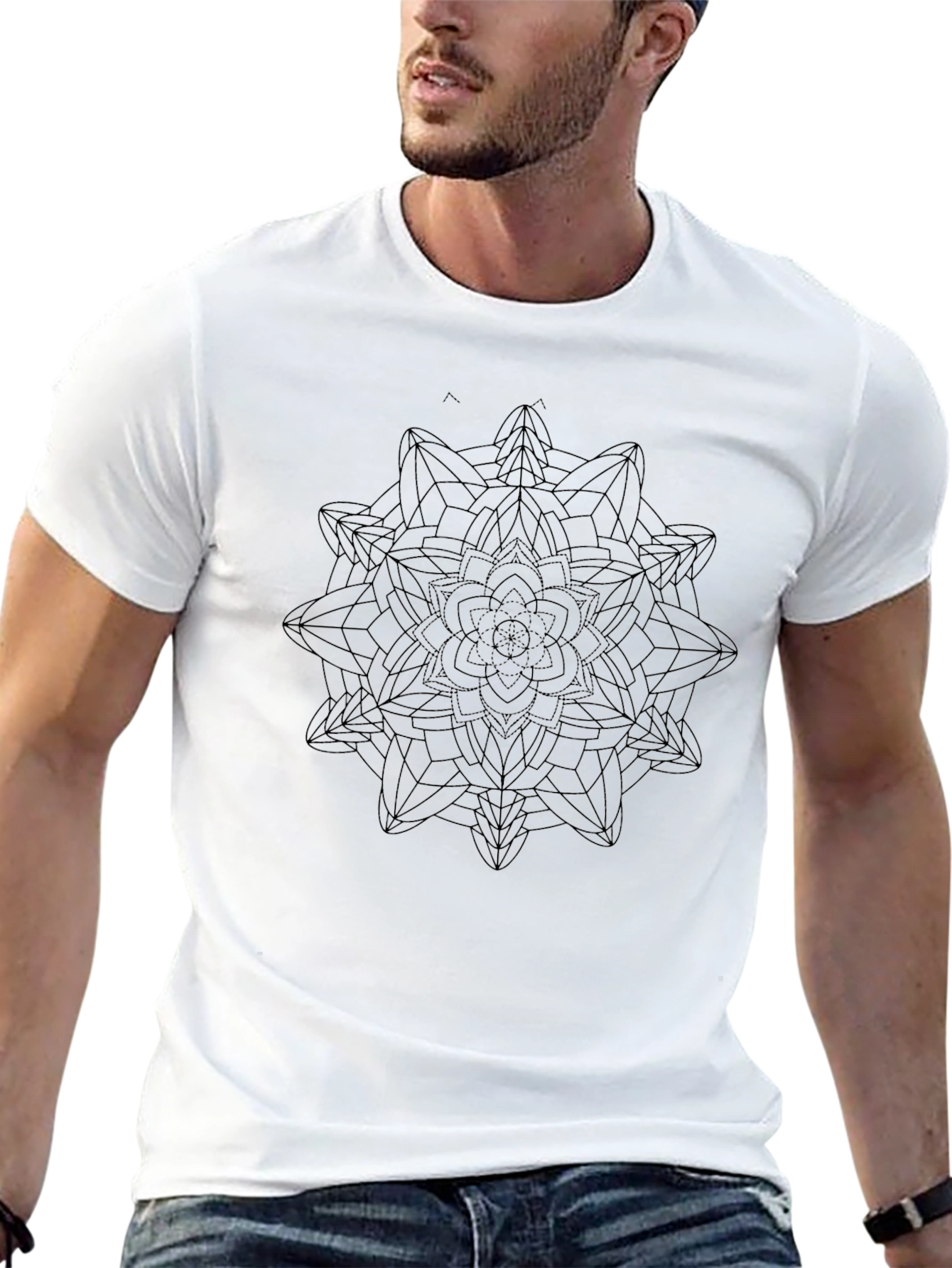 Geometric Mandala Graphic Black T-Shirt