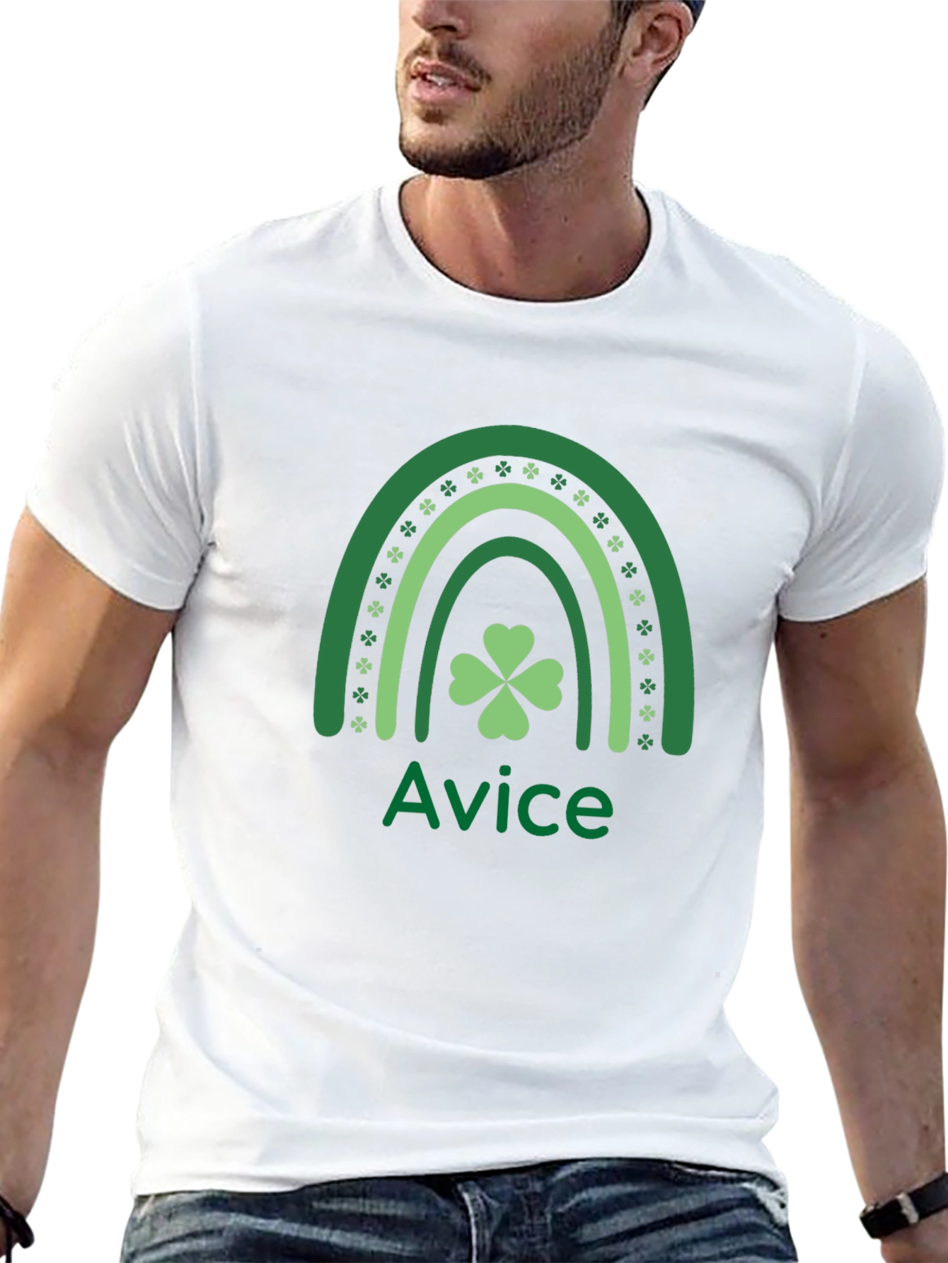 St. Patricks Day Rainbow Shamrock Custom Name T-Shirt