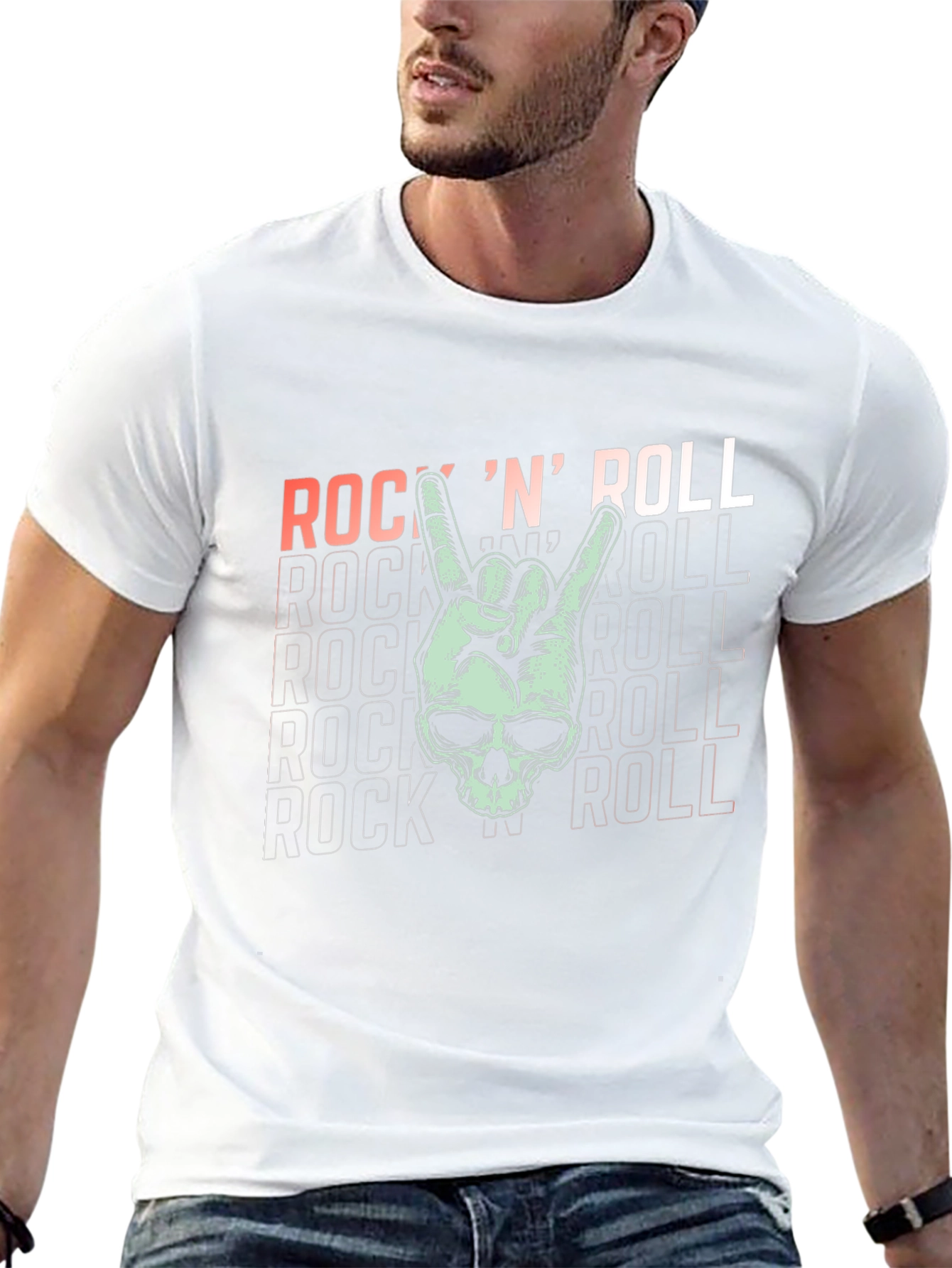 Rock N Roll Skull Graphic T-Shirt