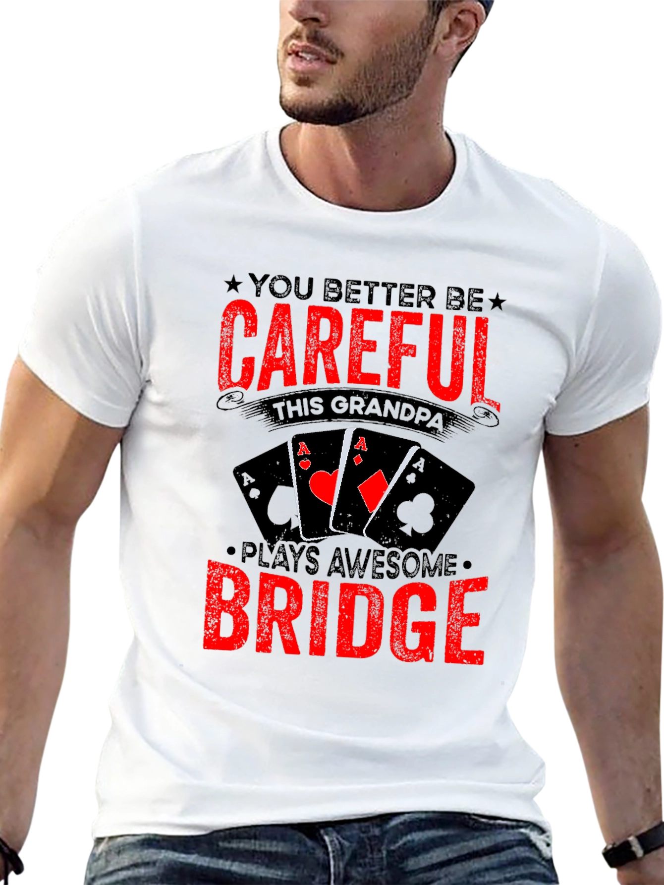 Careful Grandpa Plays Bridge T-Shirt