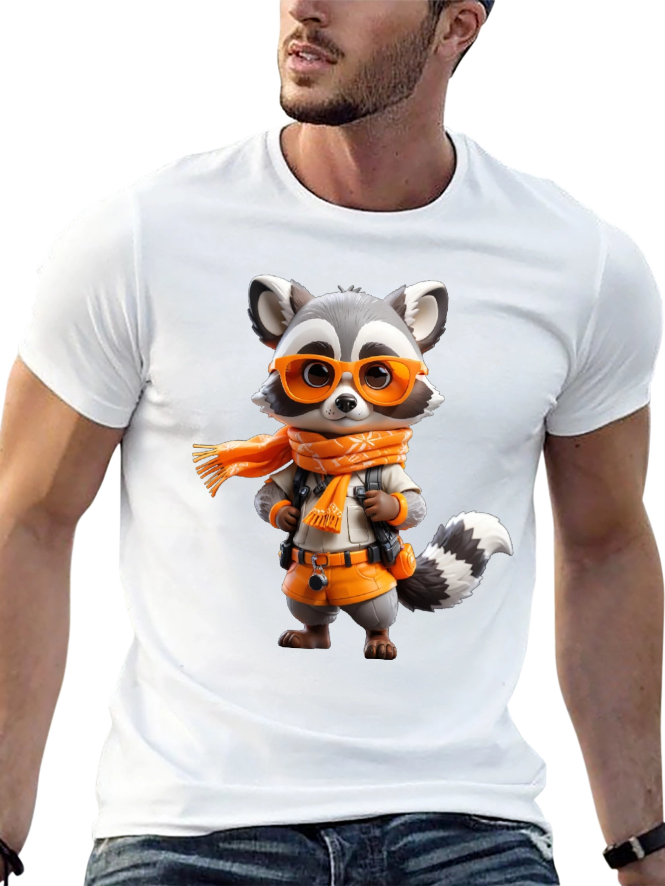 Raccoon Explorer Graphic Tee - Black Casual Shirt