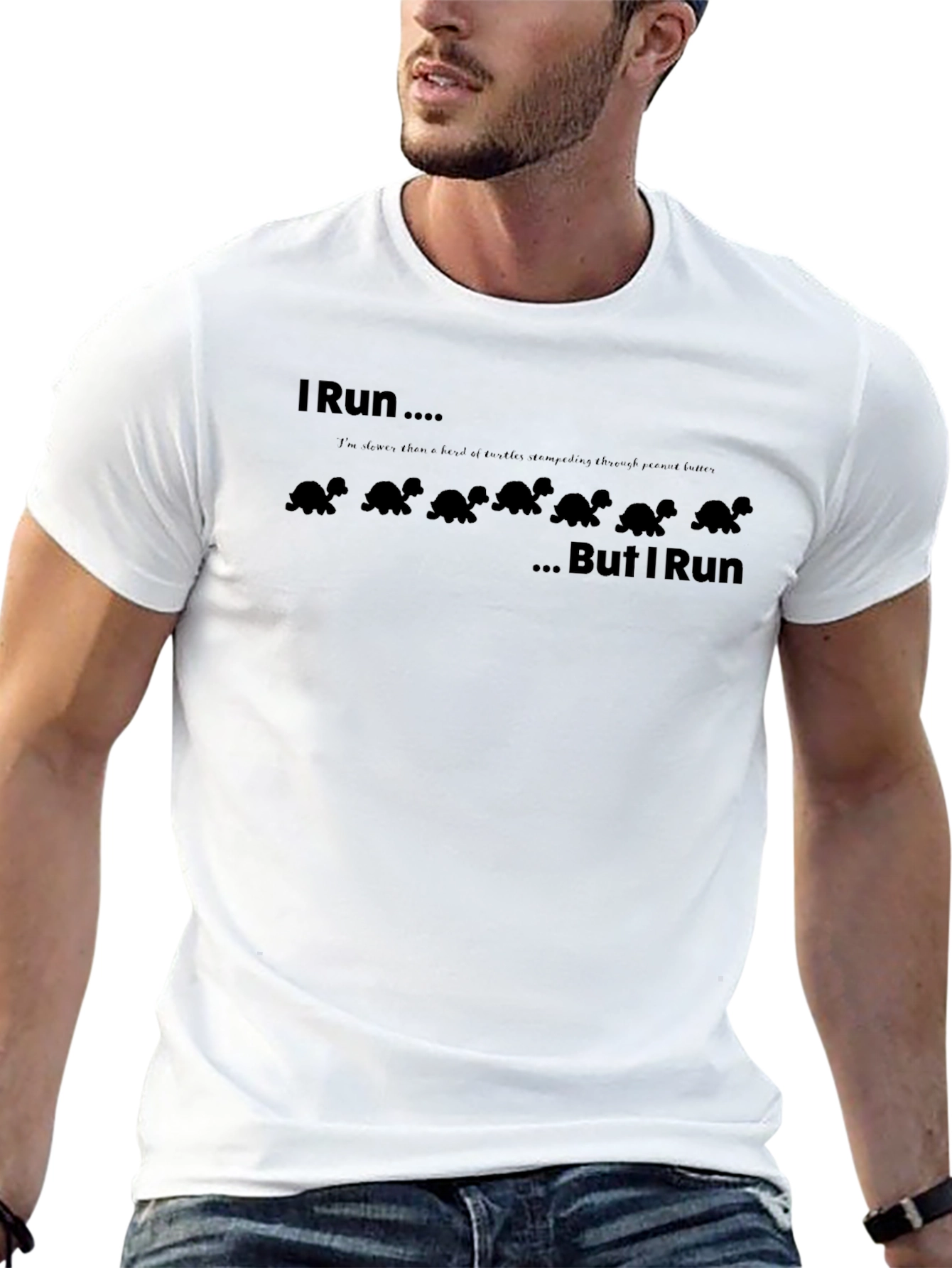 I Run Like Turtles Mens Black T-Shirt