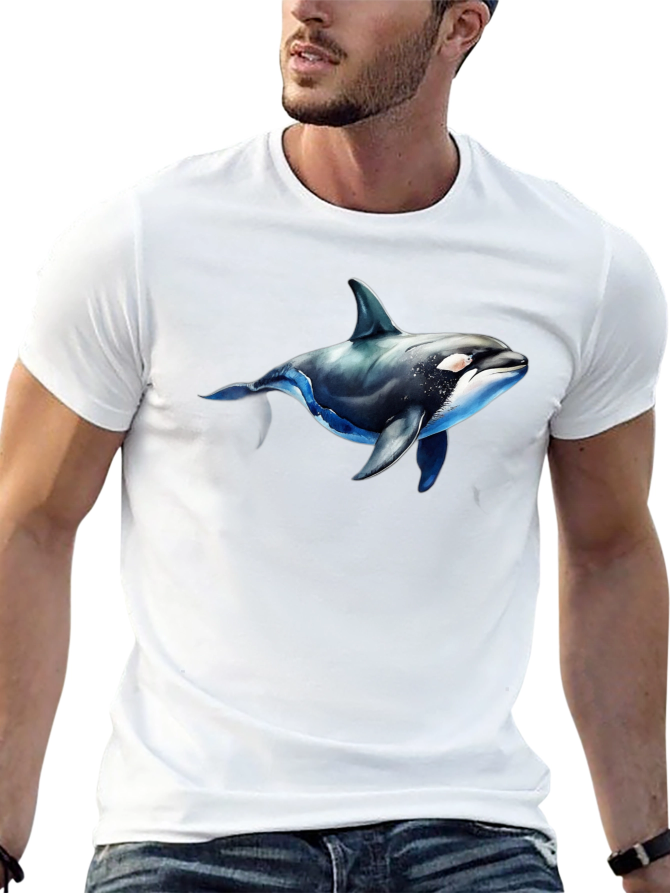 Orca Graphic Black T-Shirt - Marine Life Tee