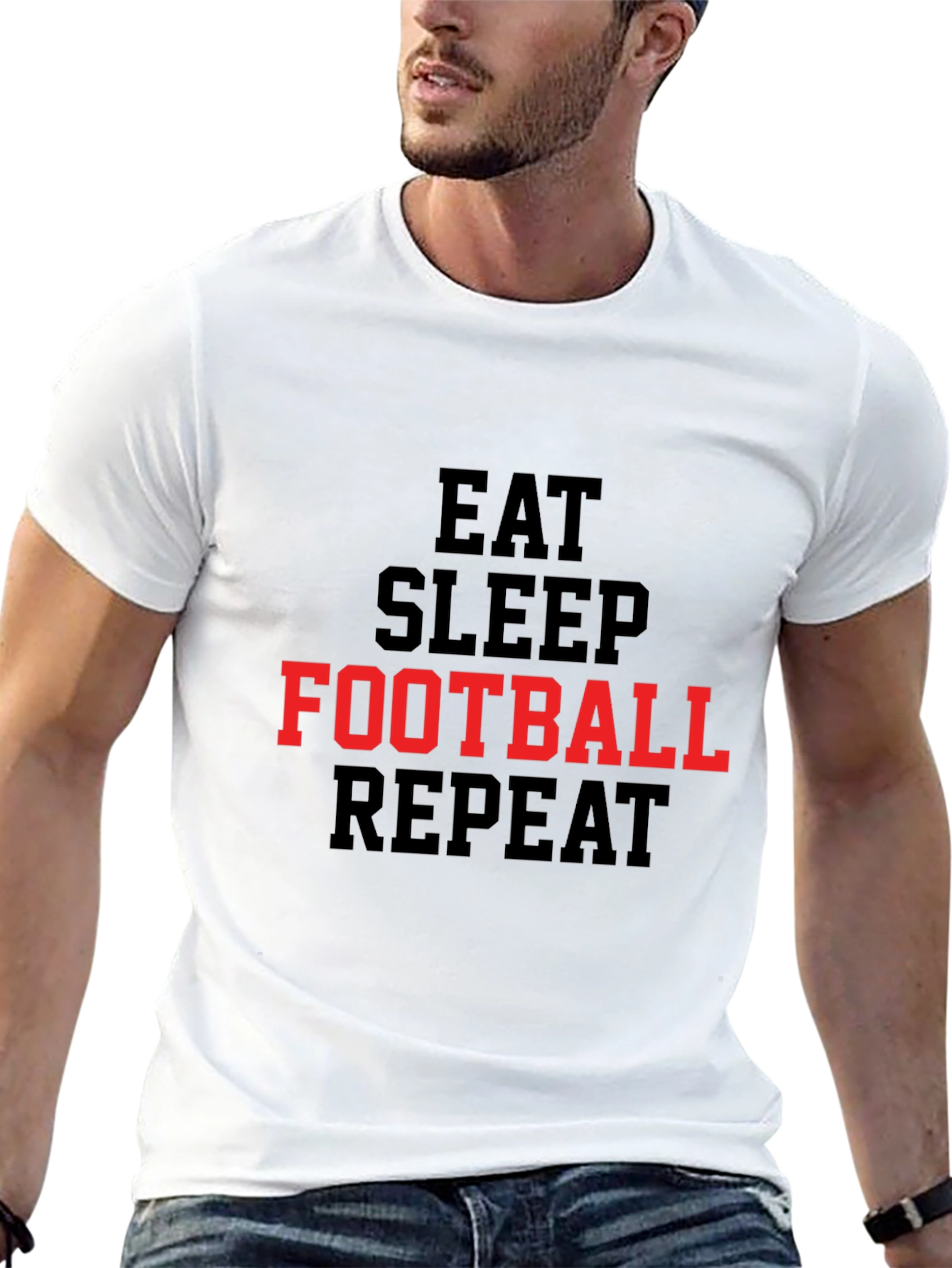 Eat Sleep Football Repeat Graphic Tee