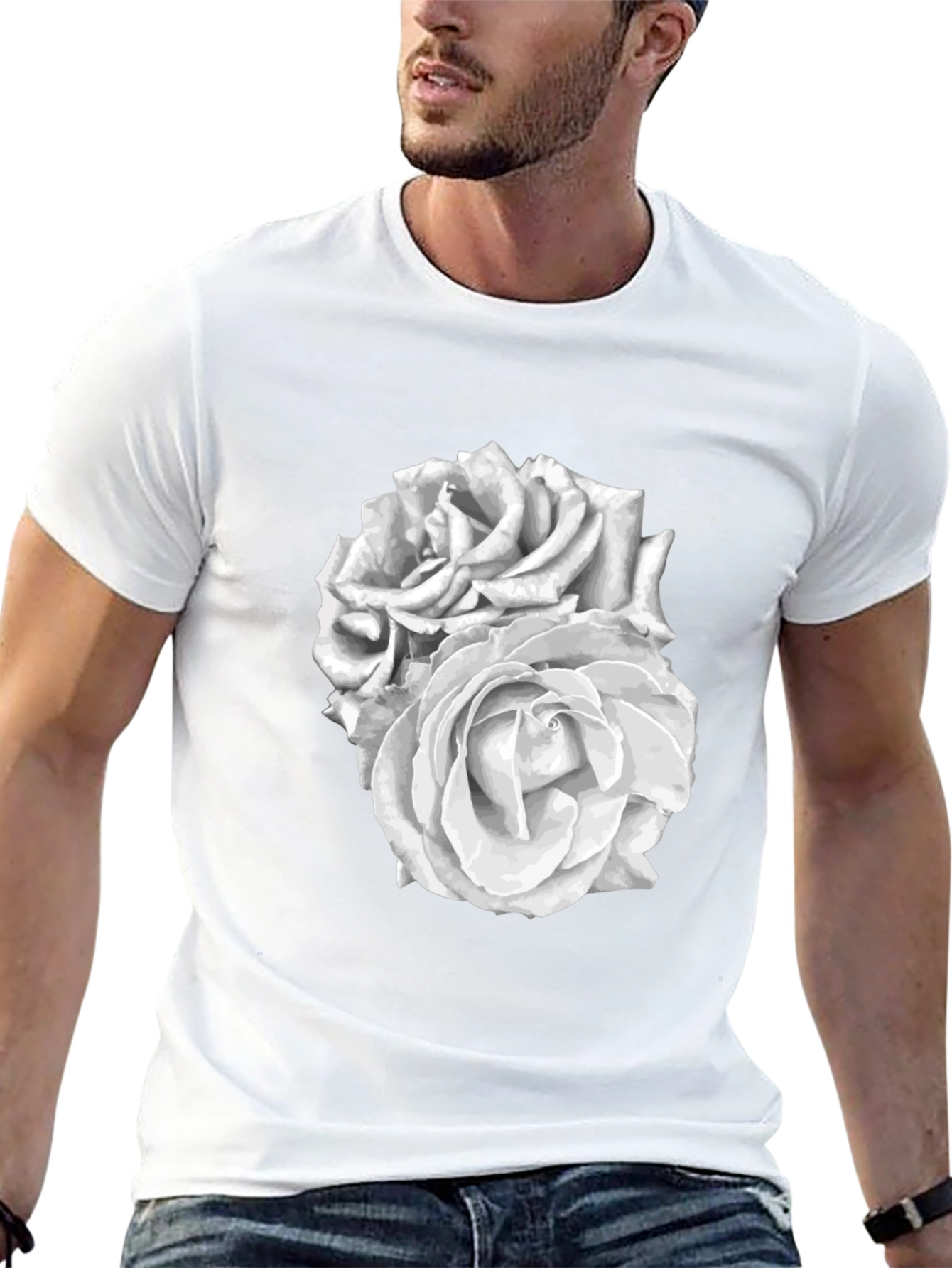Black Rose Graphic Tee - Stylish Floral Design