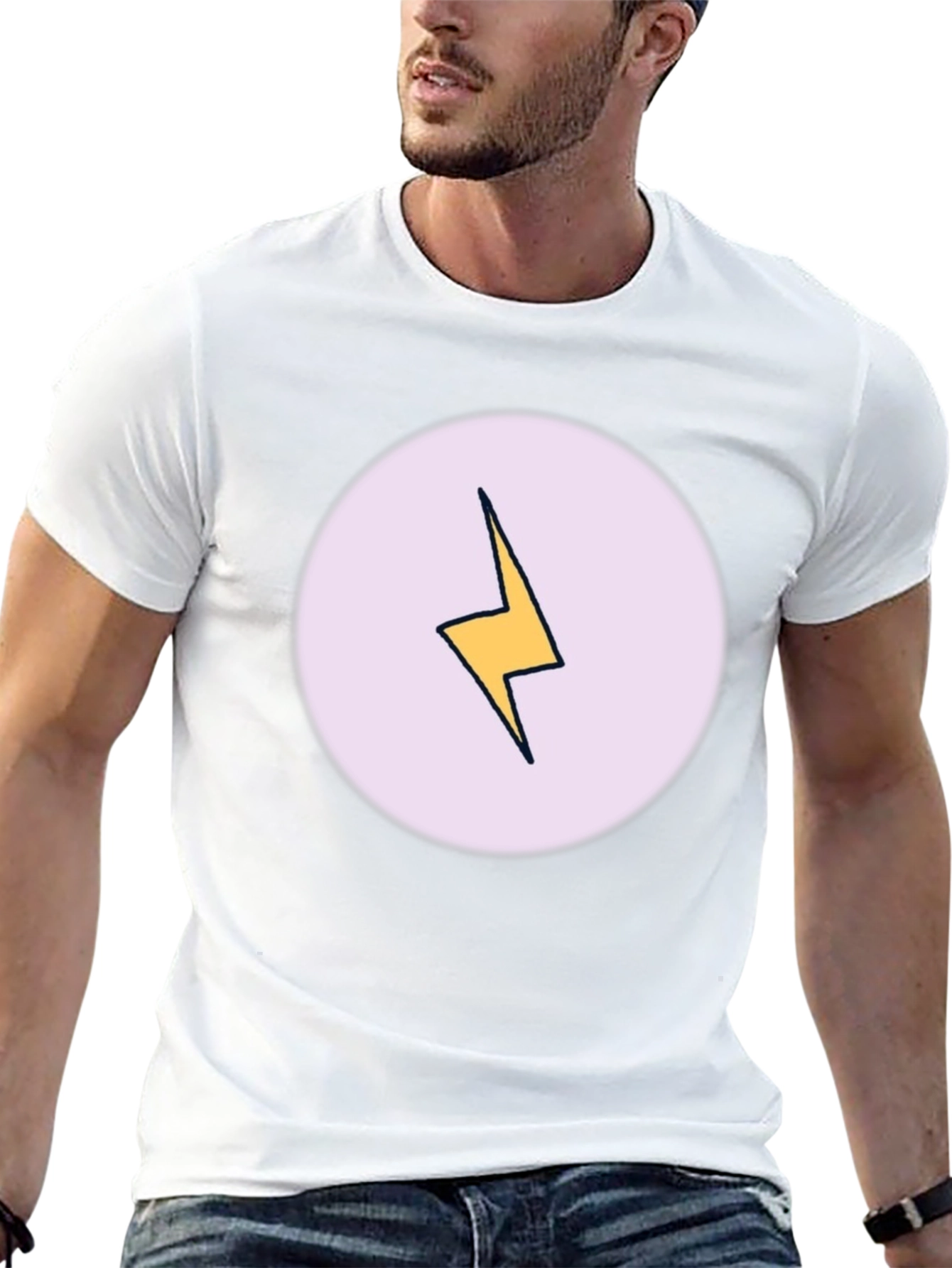 Lightning Bolt Graphic Tee - Black Cotton Casual Shirt