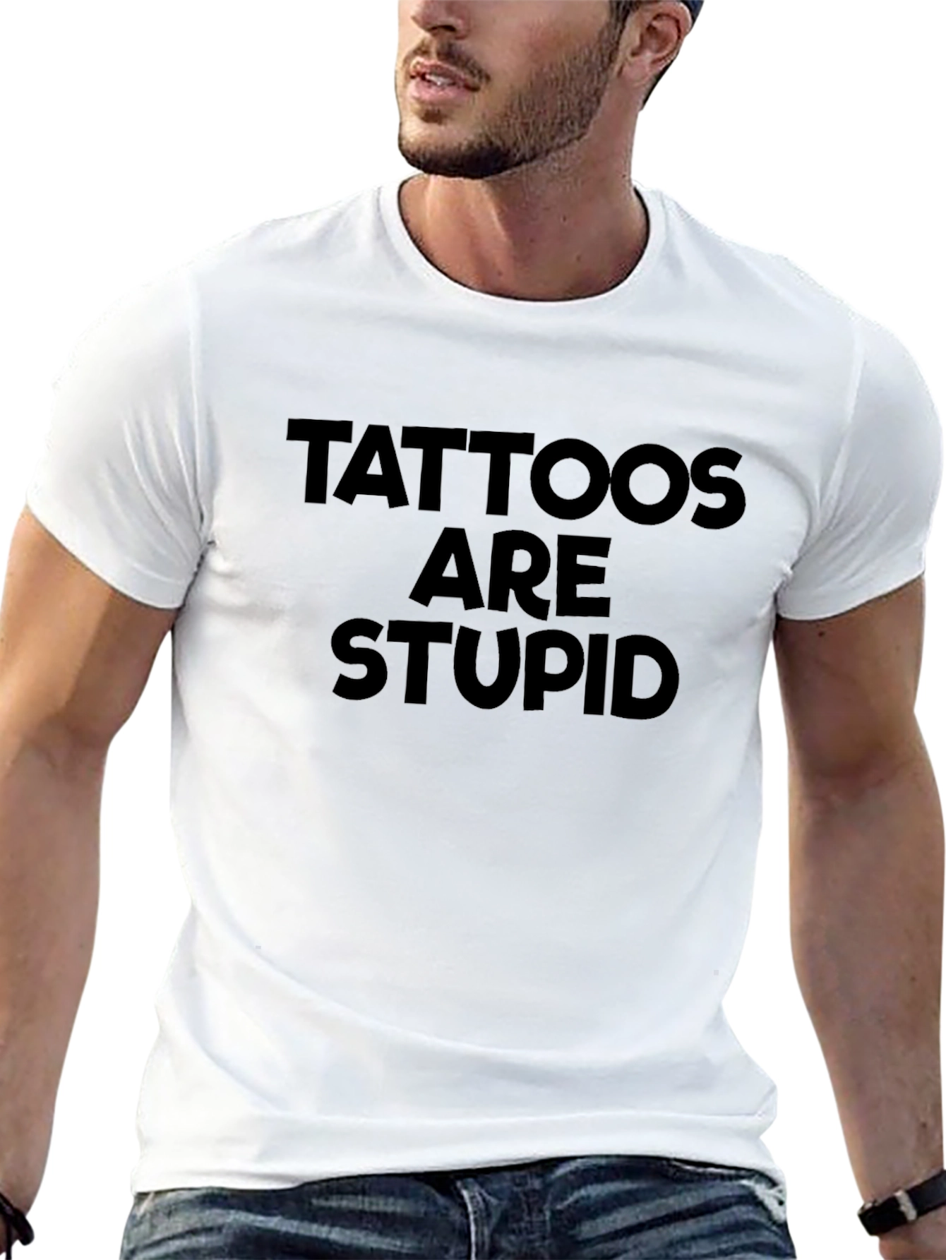 Tattoos Are Stupid Black Graphic Tee Shirt