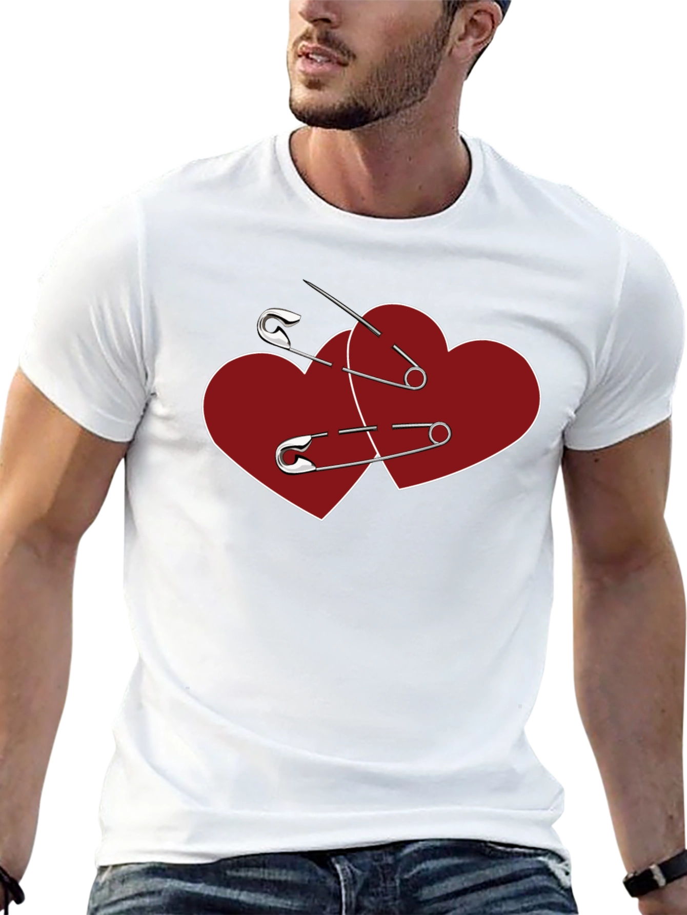 Heart Safety Pin T-Shirt