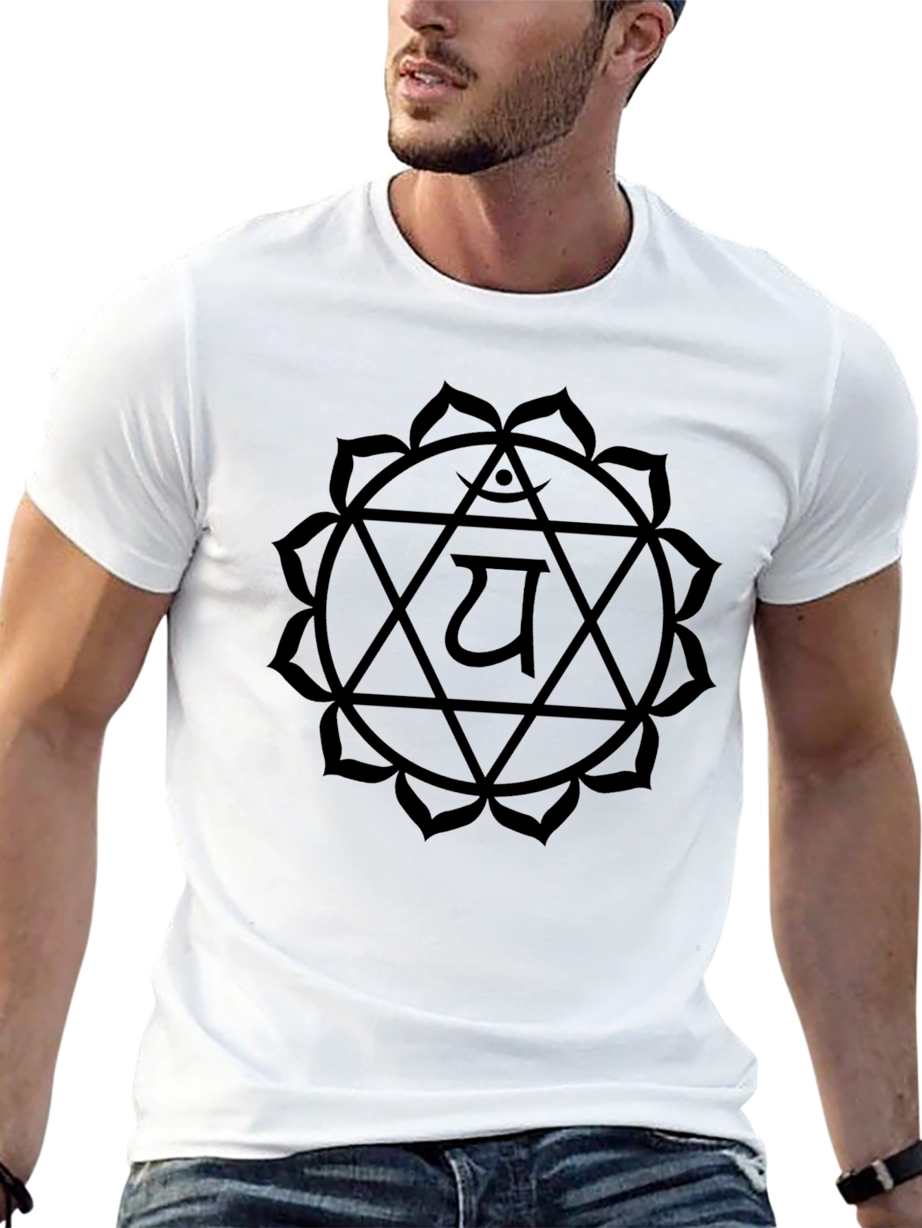 Black Chakra Graphic Tee - Mens Meditative Fashion