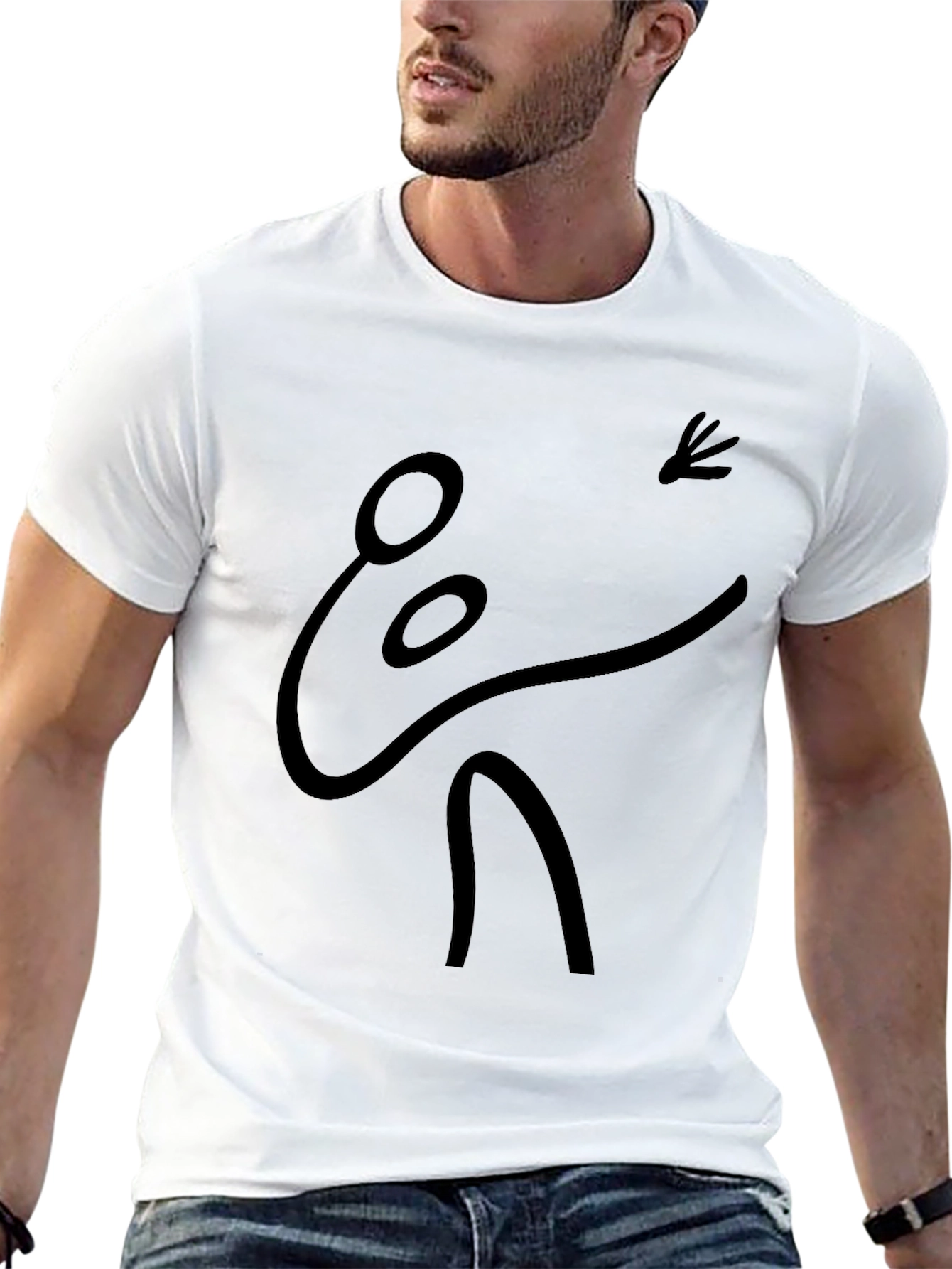 Abstract Stick Figure Graphic Tee - Black