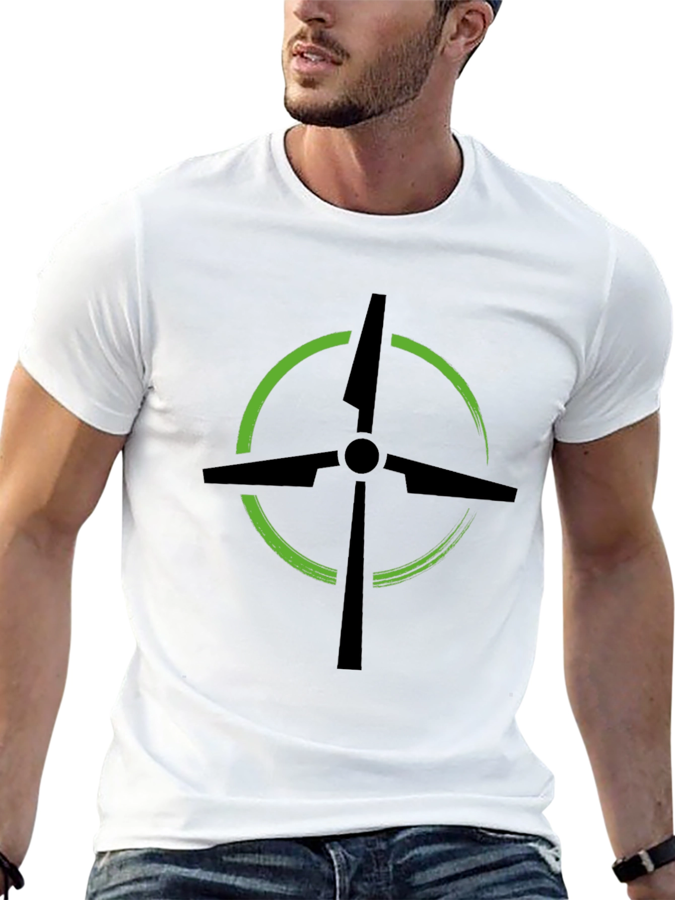 Modern Drone Logo Black T-Shirt