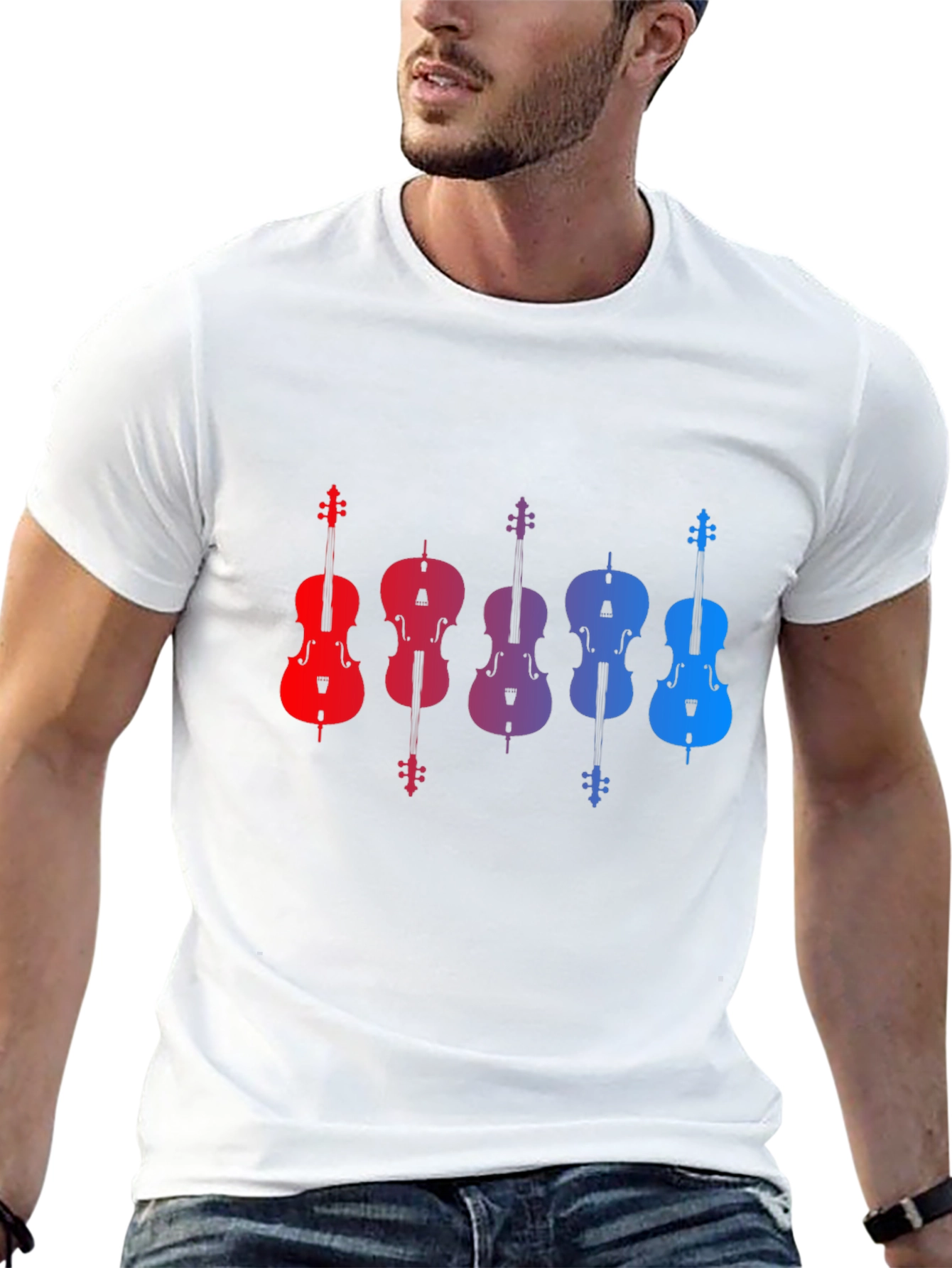 Gradient Cello Music T-Shirt - Black