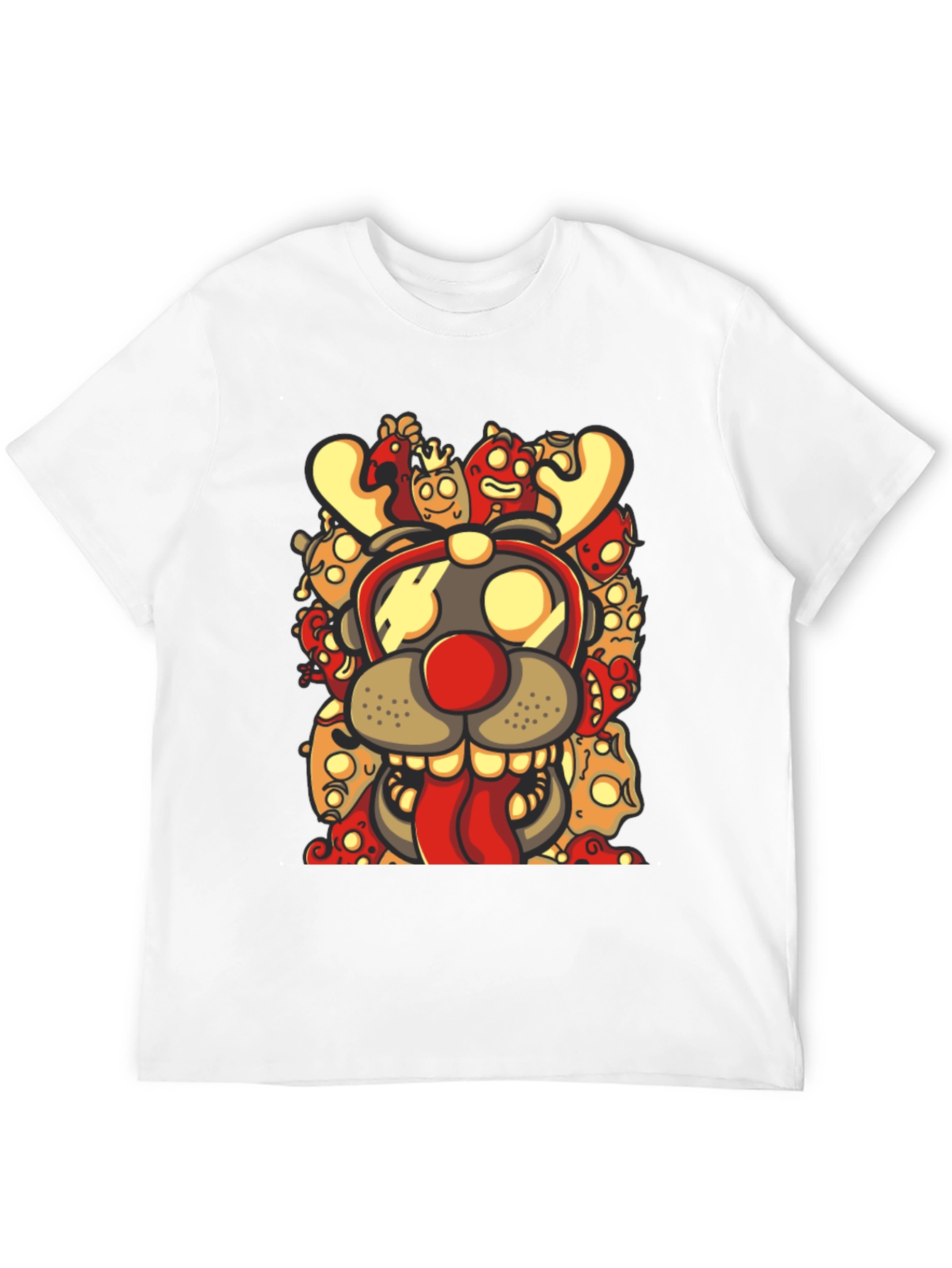 Cartoon Reindeer Graphic Print Black T-Shirt