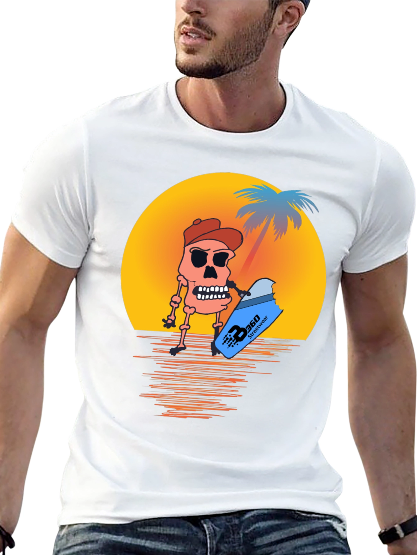 Sunset Skull T-Shirt - Beach Style