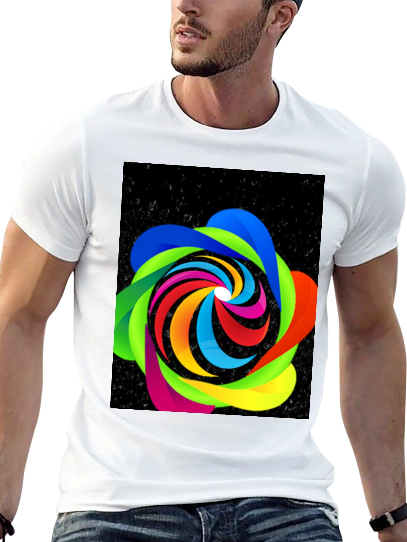 Abstract Swirl Graphic Black Tee