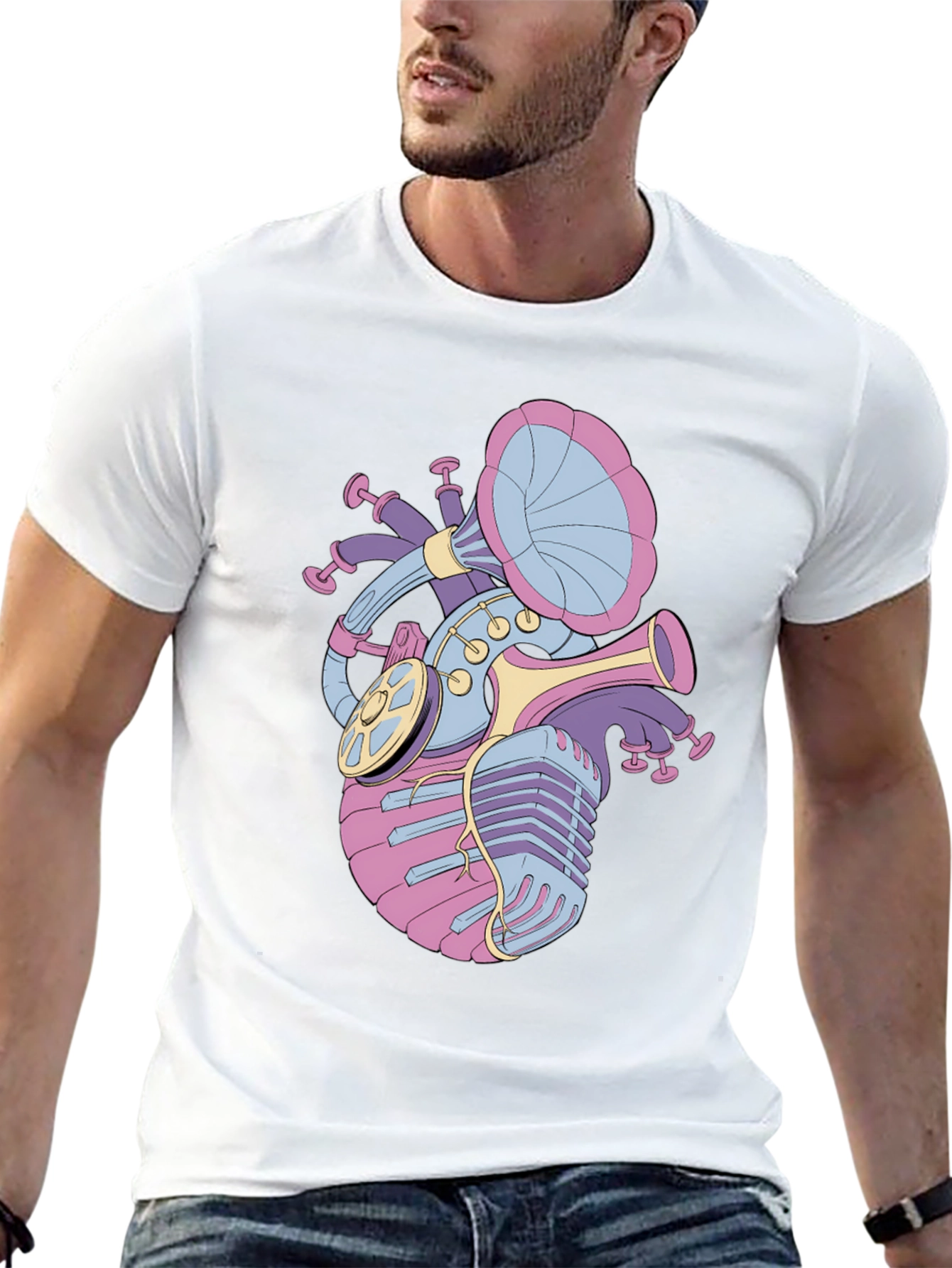 Musical Heart Graphic Tee - Black Unisex T-Shirt
