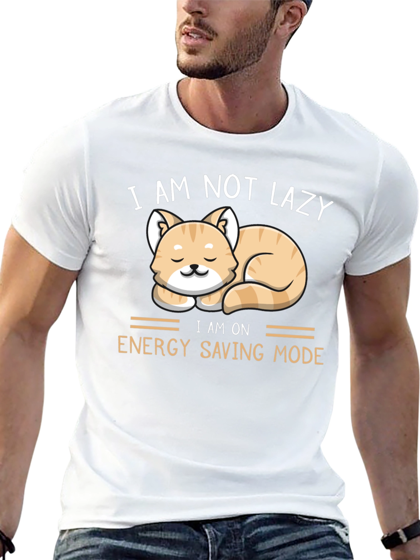 Funny Cat Energy Saving Mode T-Shirt