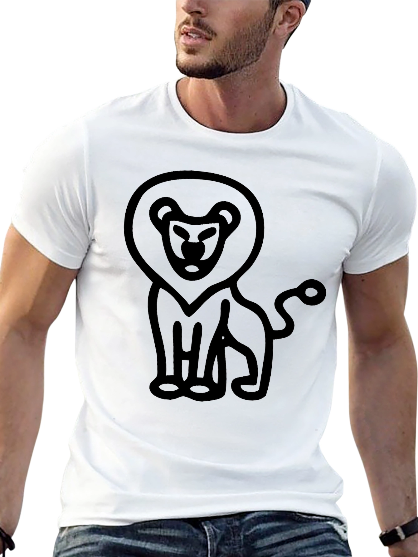 Lion Graphic Tee - Mens Black Casual Shirt