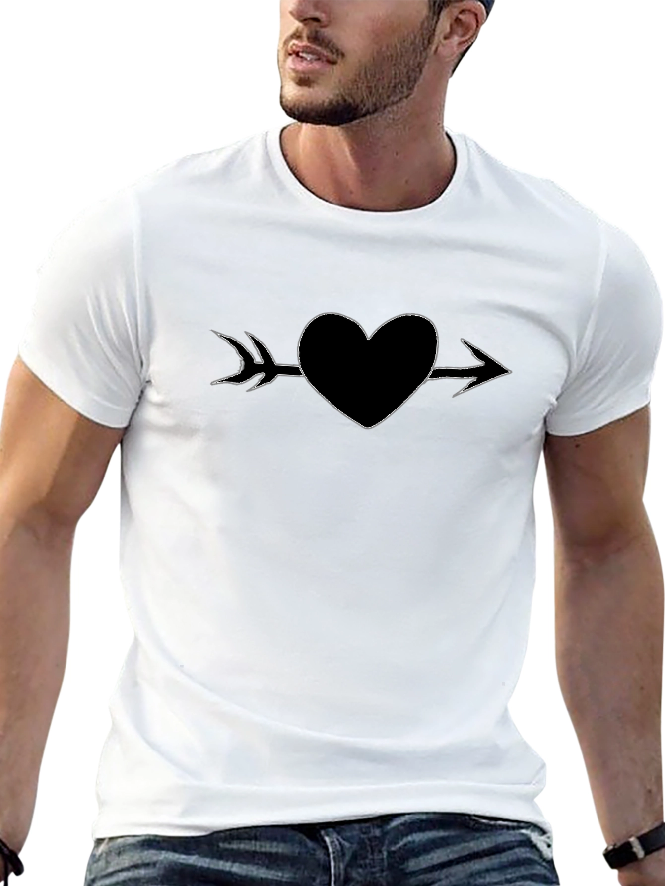 Heart Arrow Graphic Tee - Stylish Black T-Shirt