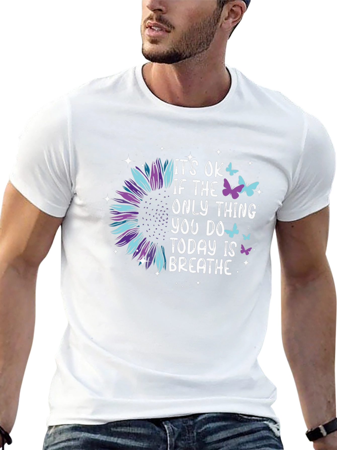 Its Ok Butterfly Sunflower Graphic Tee
