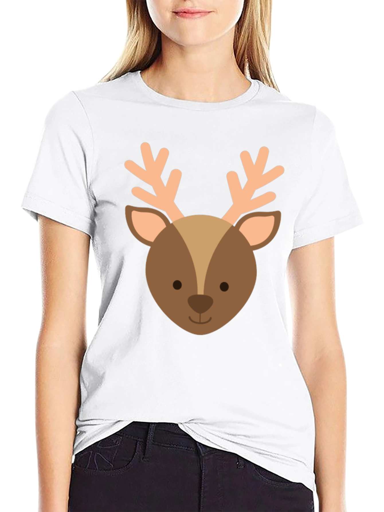 Cute Reindeer Graphic Tee - Holiday Apparel