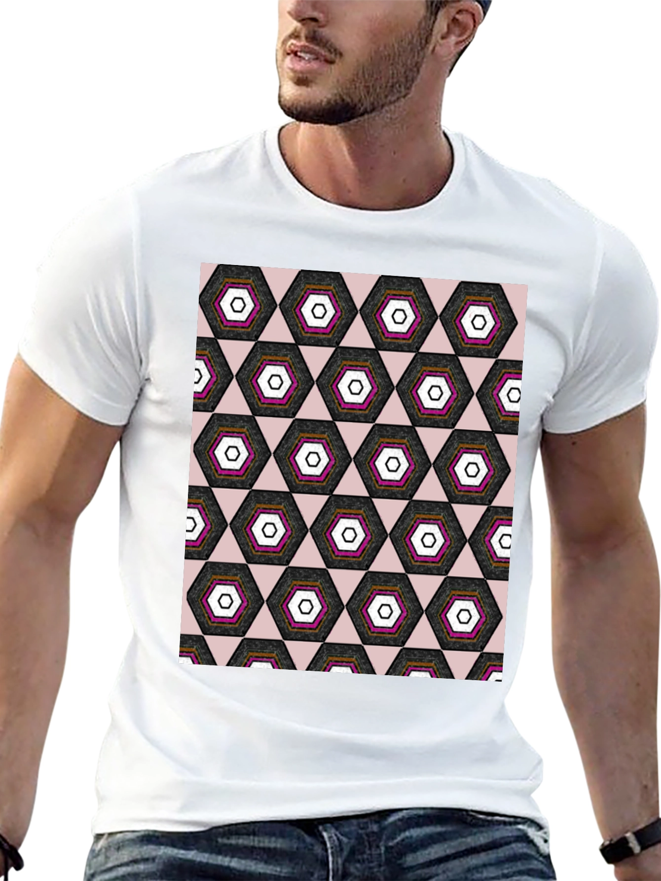 Geometric Hexagon Pattern T-Shirt
