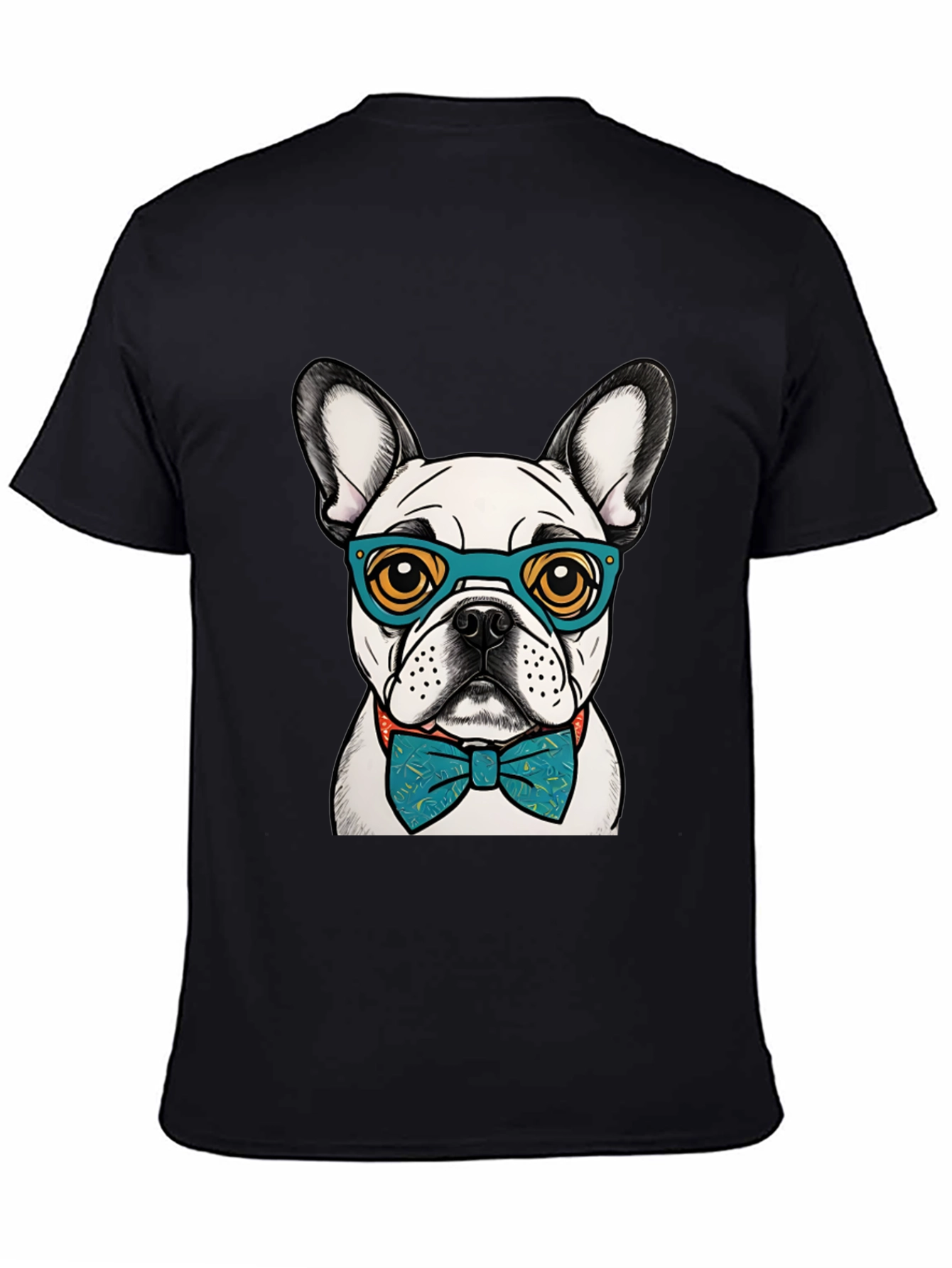 Dog Lover Tee: Smart Bulldog in Bowtie & Glasses