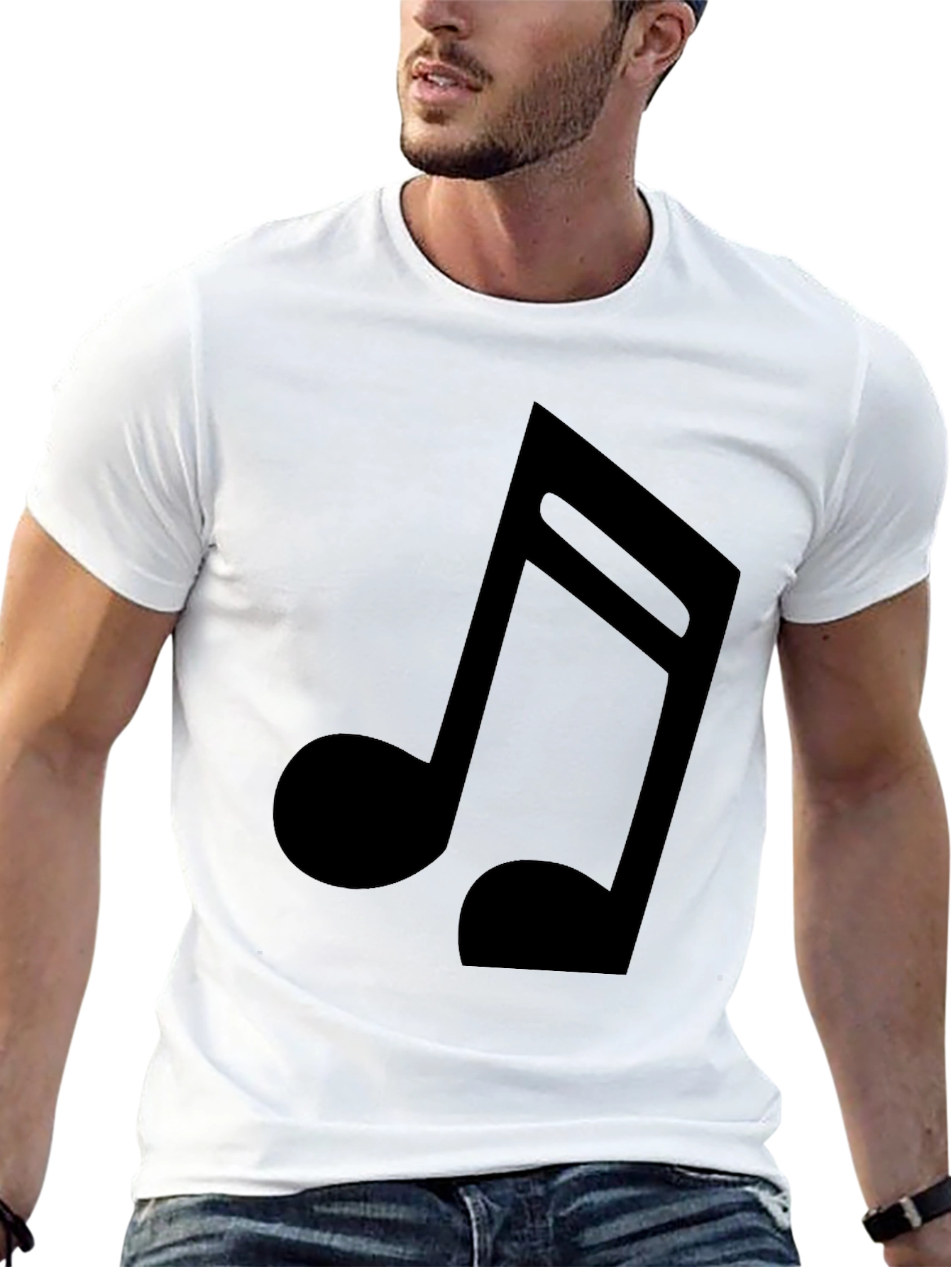 Musical Note Black Graphic Tee - Soft Cotton