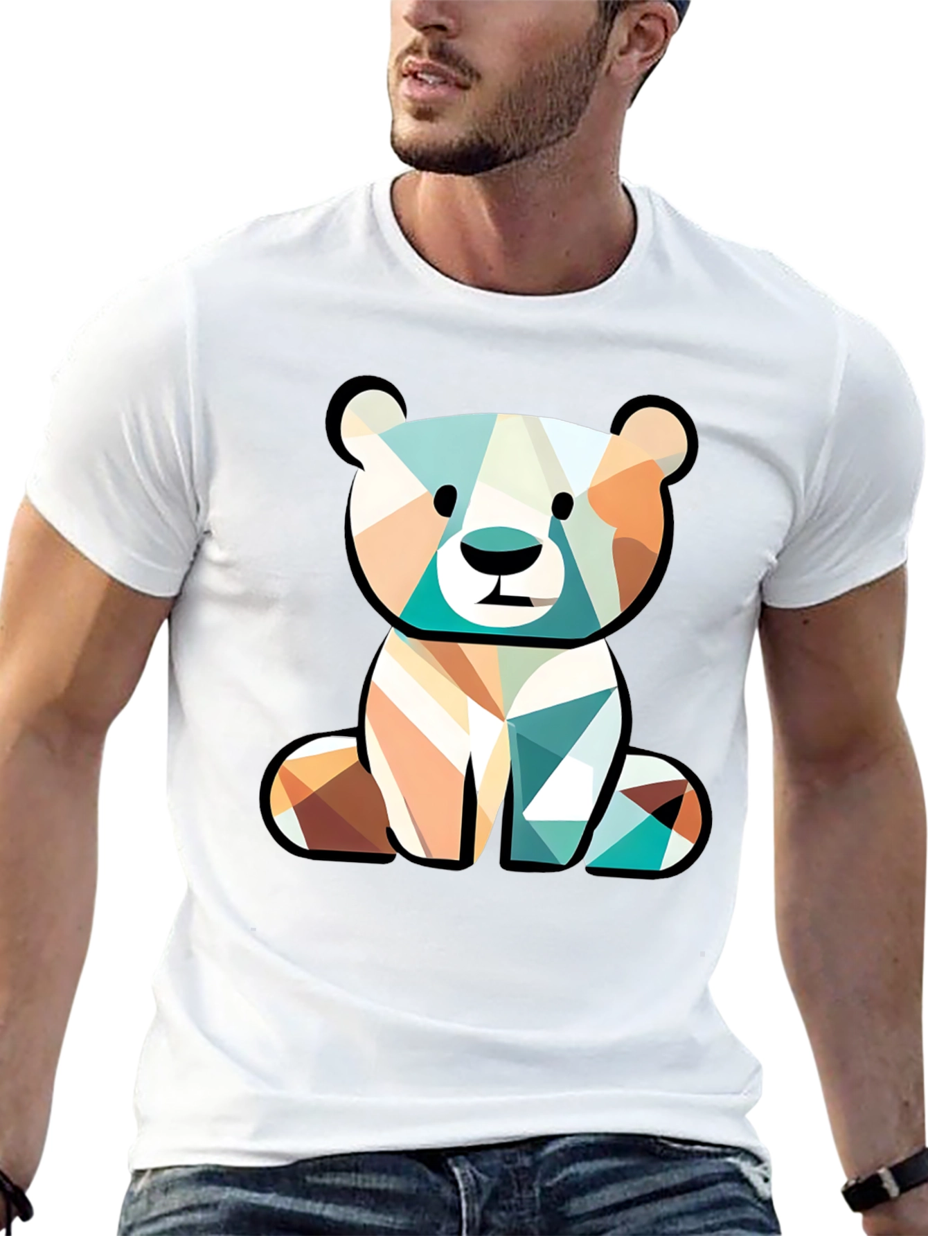Geometric Bear Graphic Tee - Unique Style