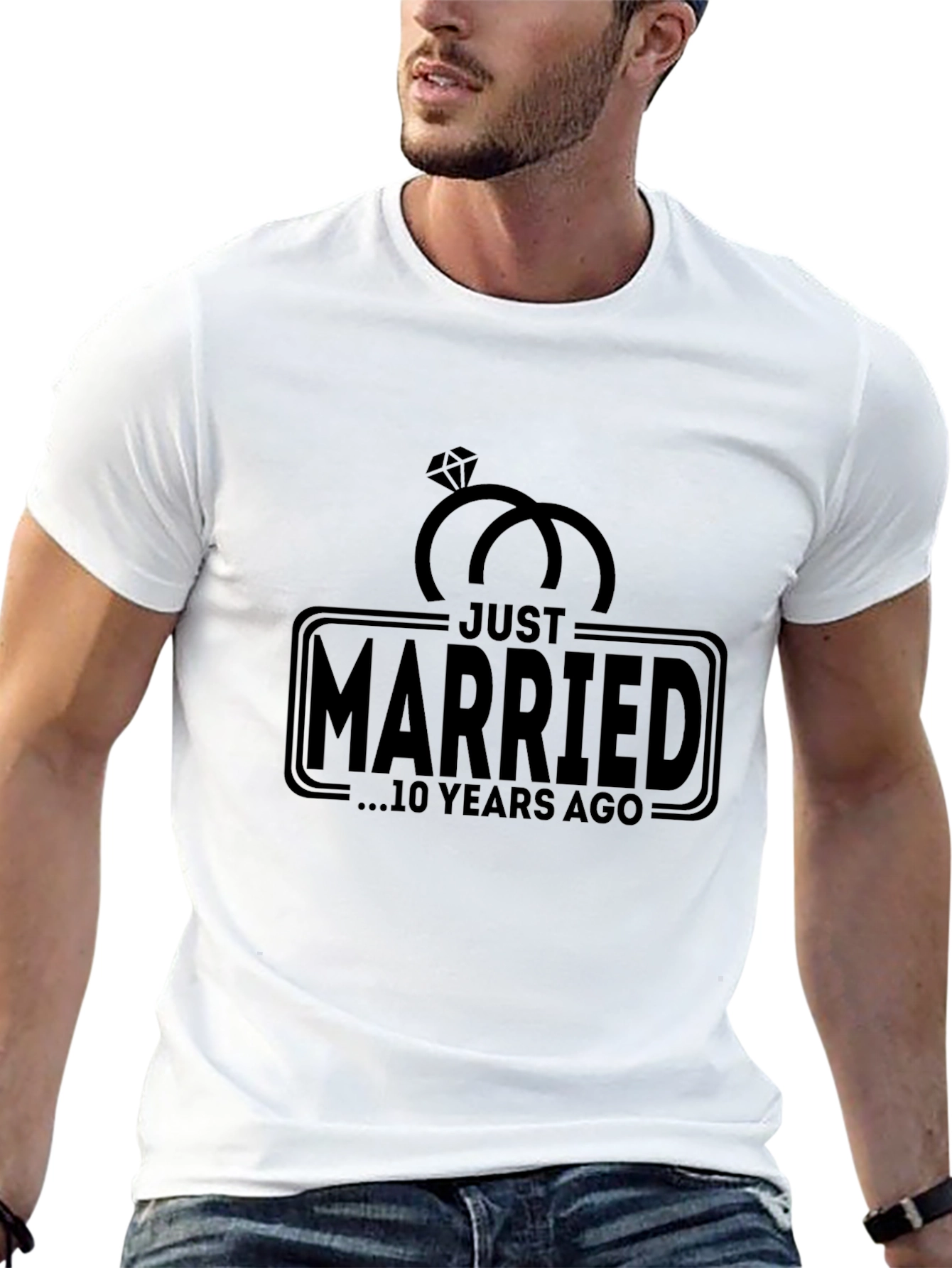 Just Married 10 Years Ago Black T-Shirt