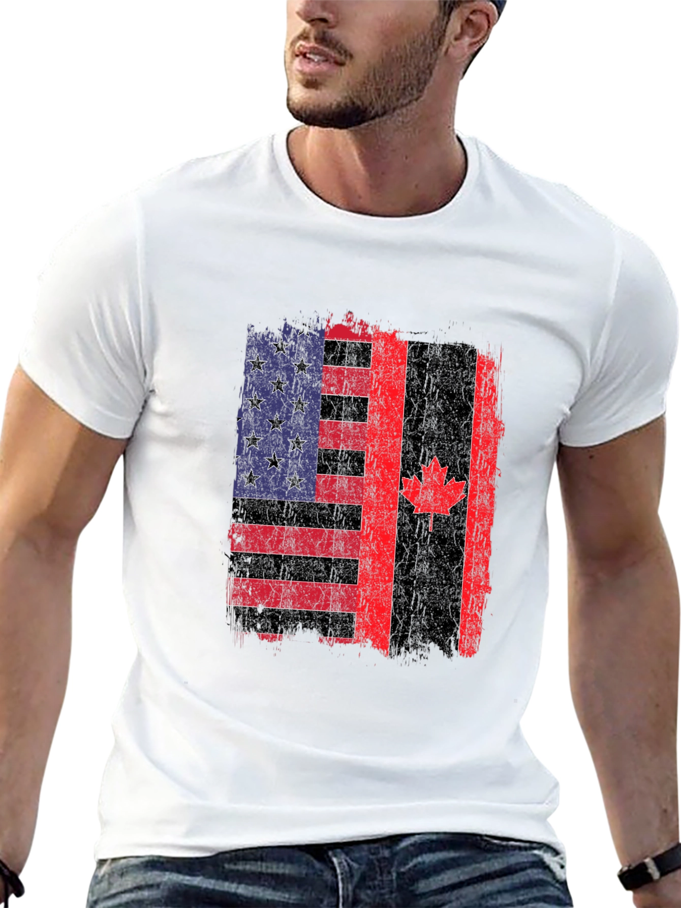 USA Canada Flag Graphic Tee
