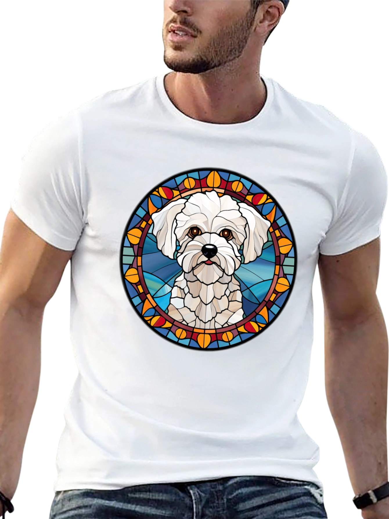 Stained Glass Maltese Dog T-Shirt