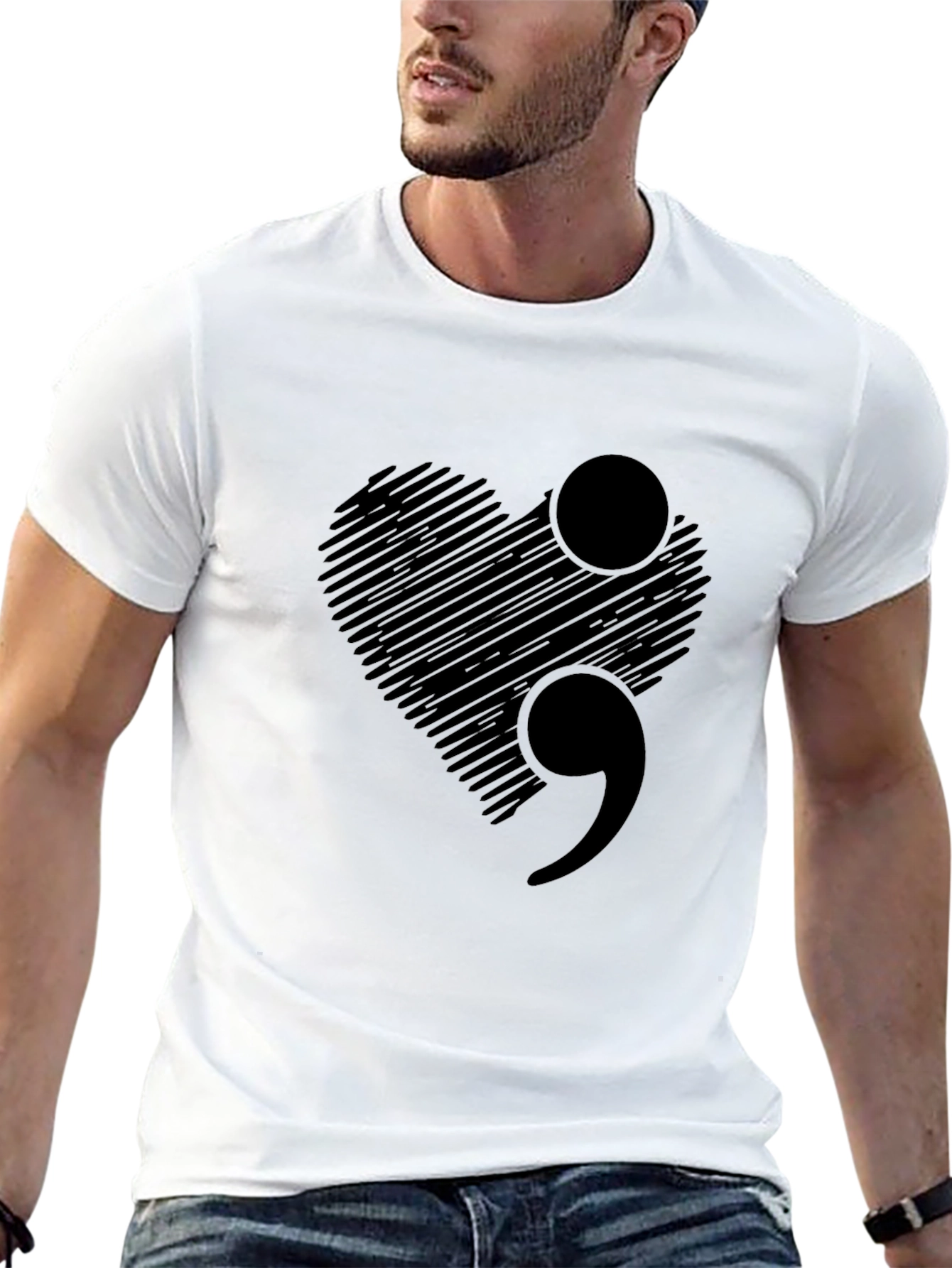 Semicolon Heart Graphic Tee - Mental Health Awareness T-Shirt