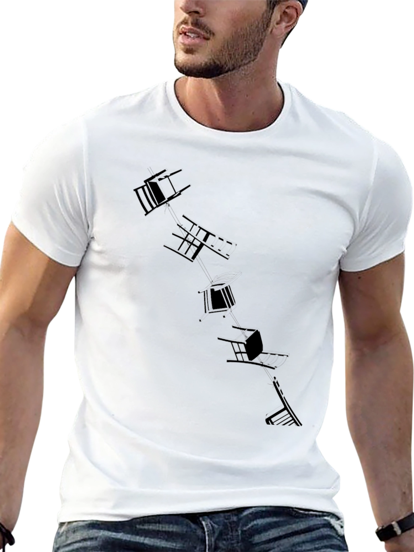 Abstract Chairs Graphic Black T-Shirt