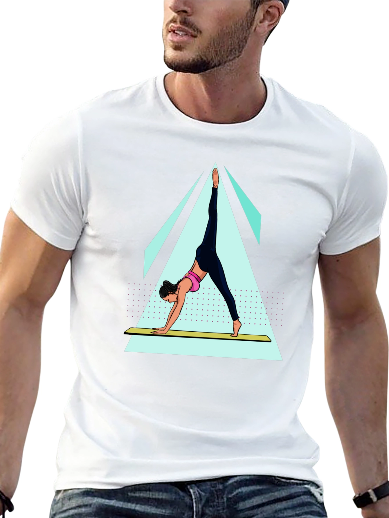 Yoga Pose Graphic Tee - Black Cotton Blend Shirt