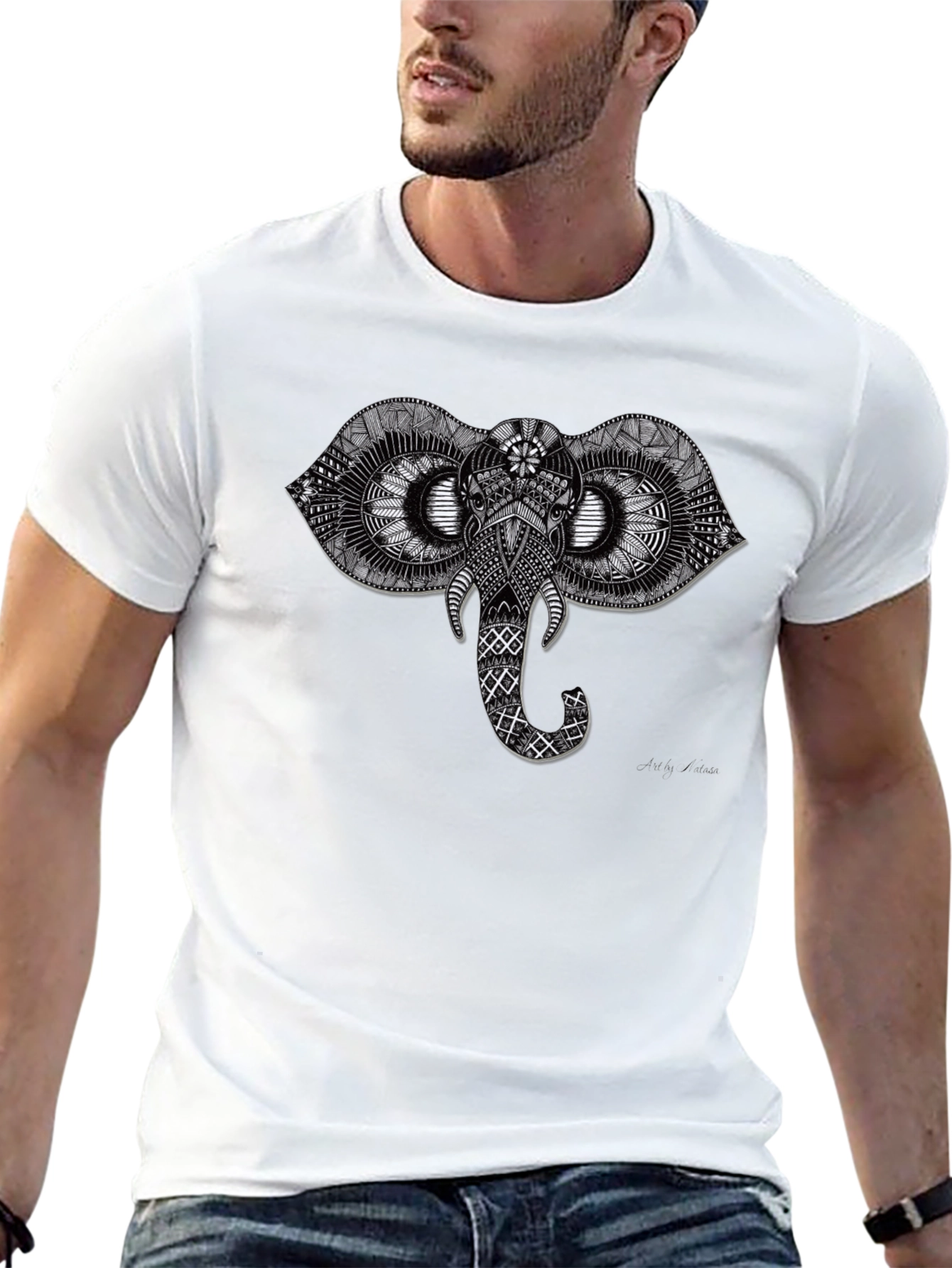 Elephant Graphic Tee - Black Cotton Comfort