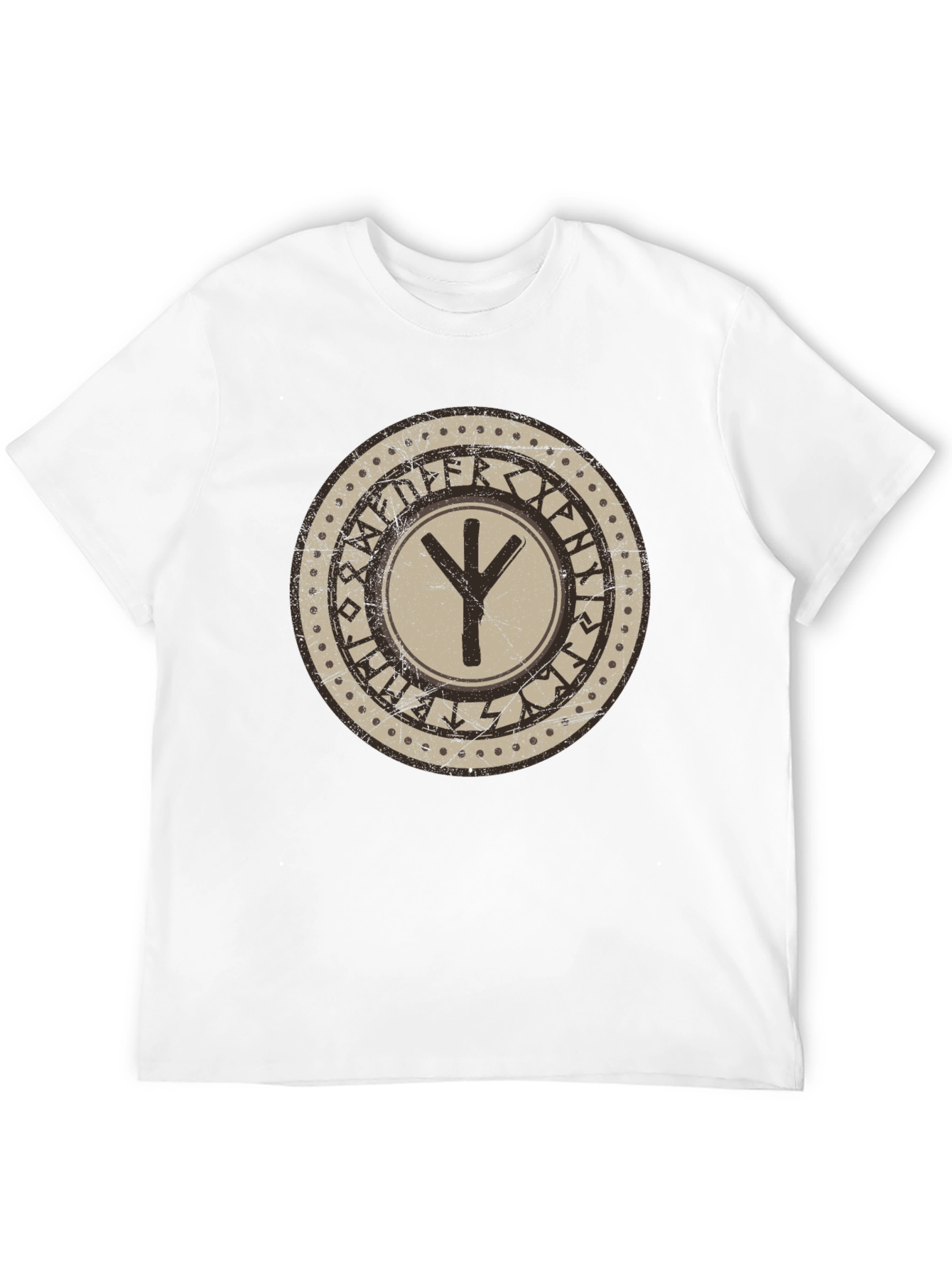Viking Rune Circle Graphic Print Black T-Shirt