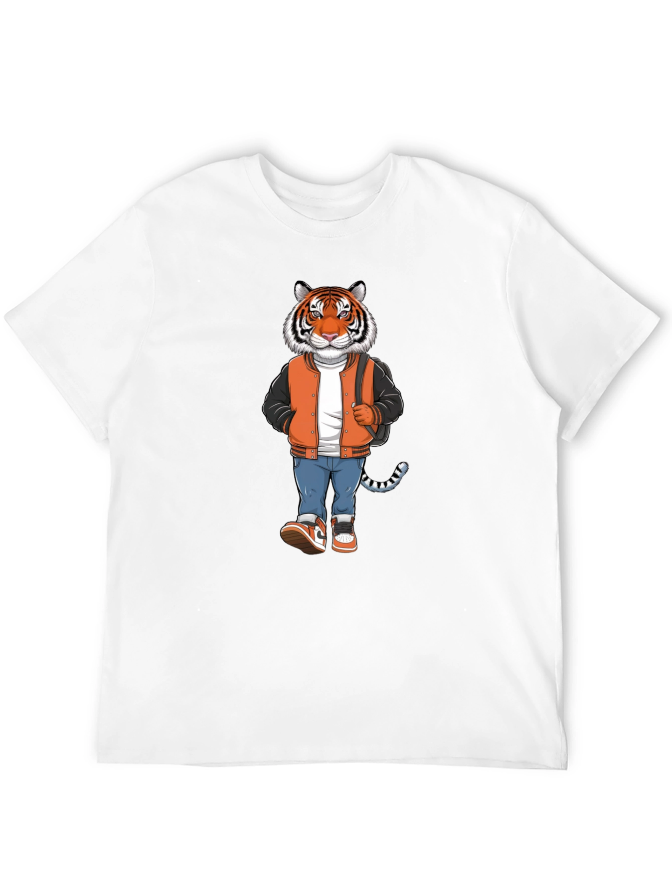 Trendy Tiger Graphic Black T-Shirt