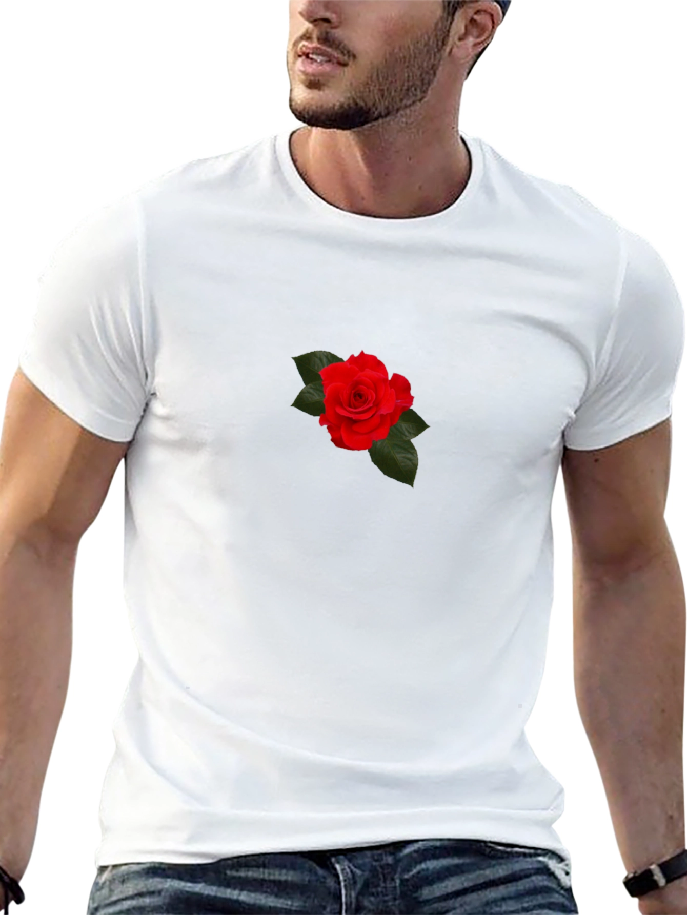 Red Rose Graphic Black T-Shirt