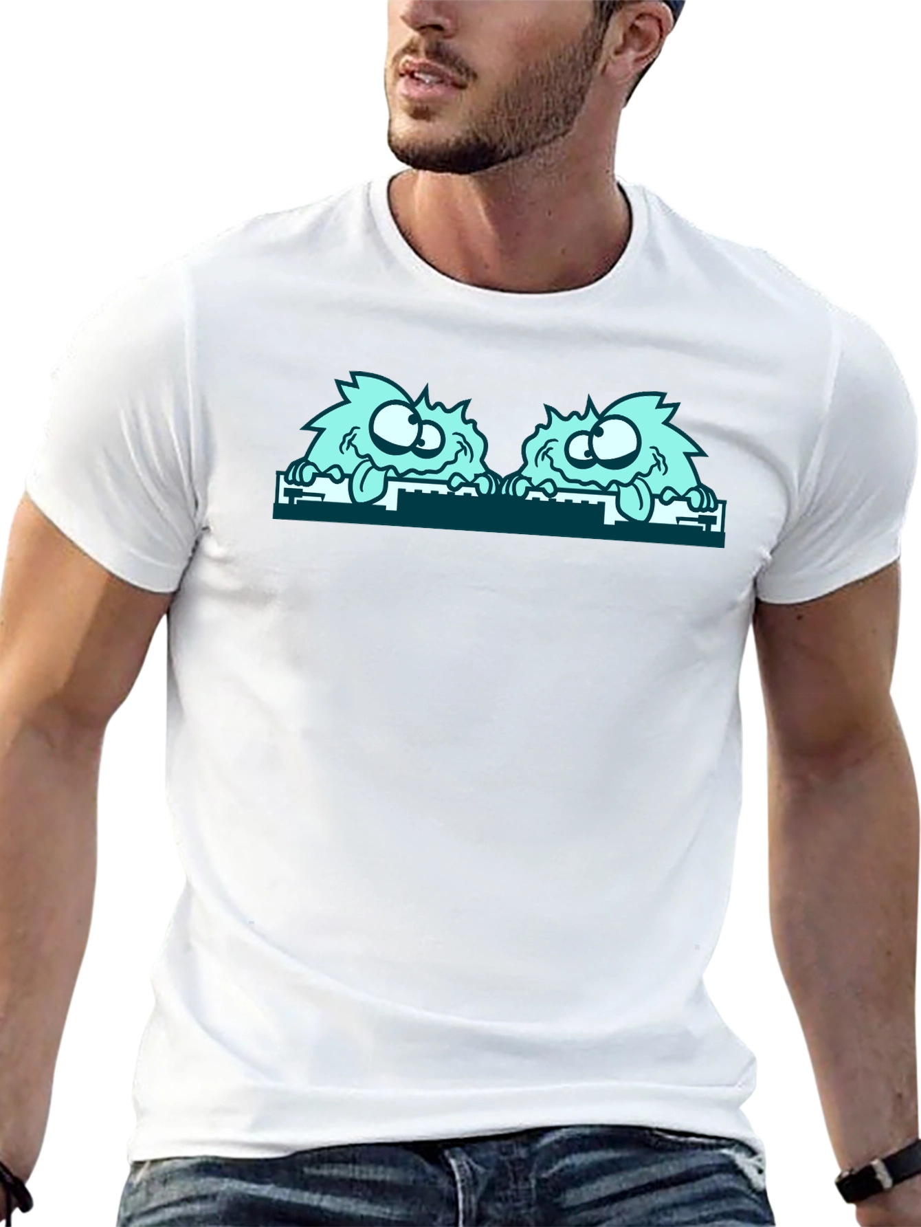 Monster Peekaboo Graphic Tee - Black