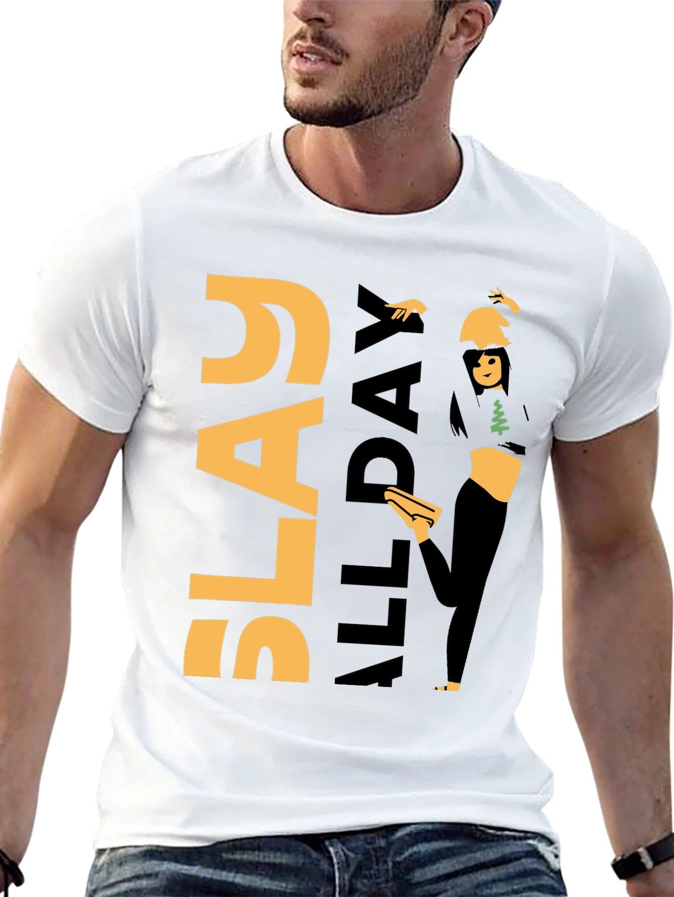 Slay All Day Graphic Tee - Trendy Black T-Shirt
