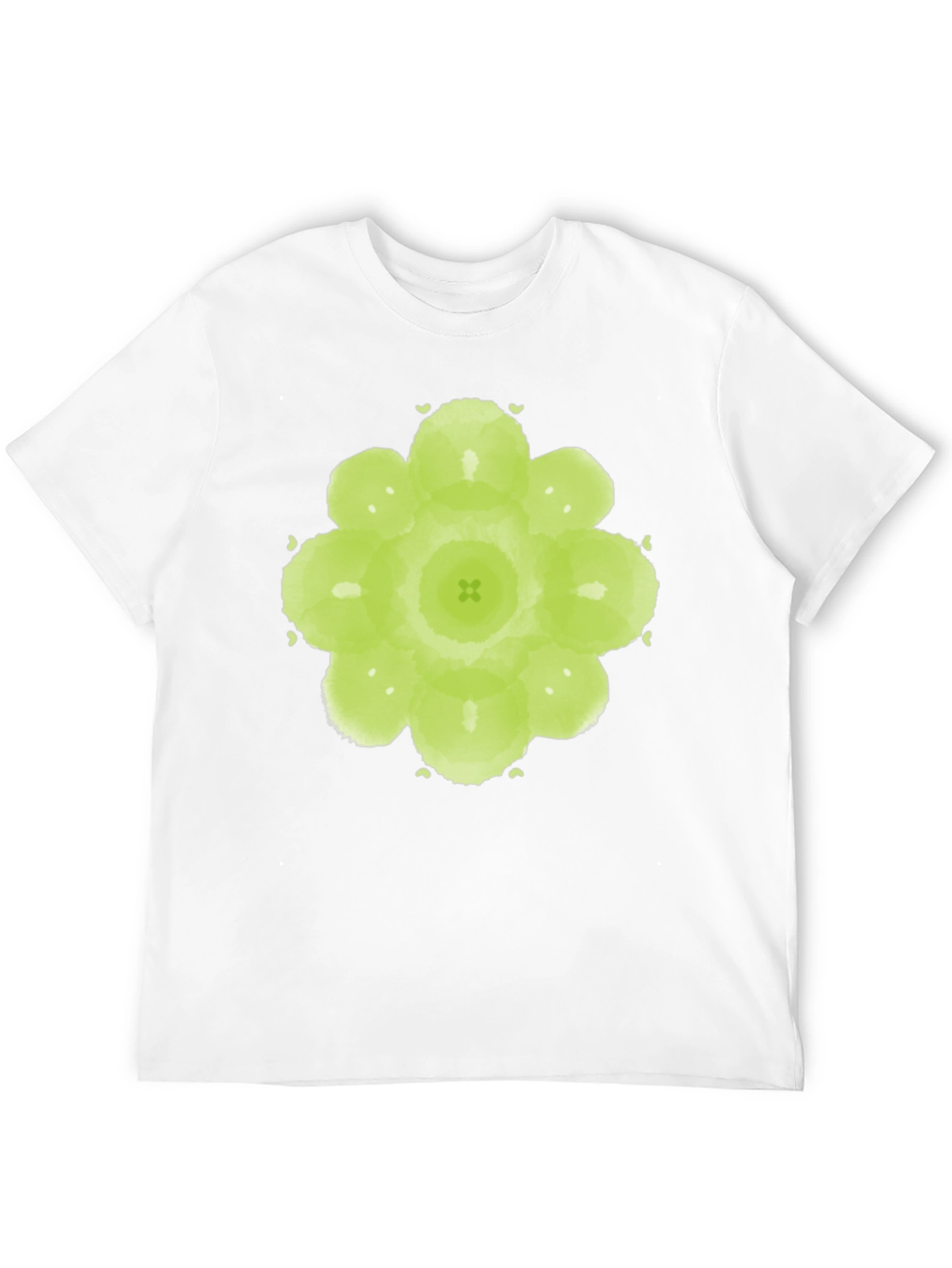 Green Floral Graphic Black T-Shirt