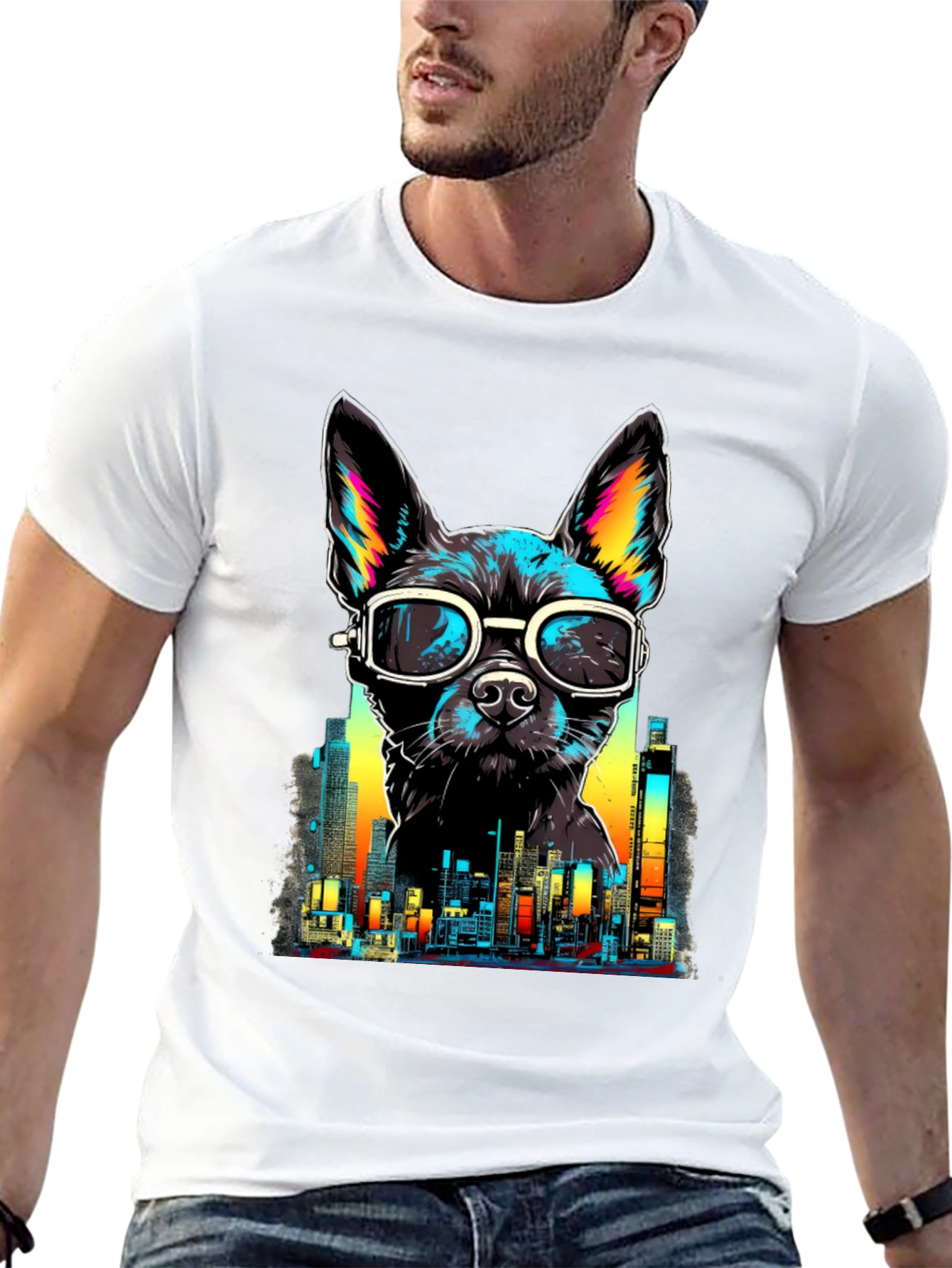 Cool Dog Cityscape T-Shirt