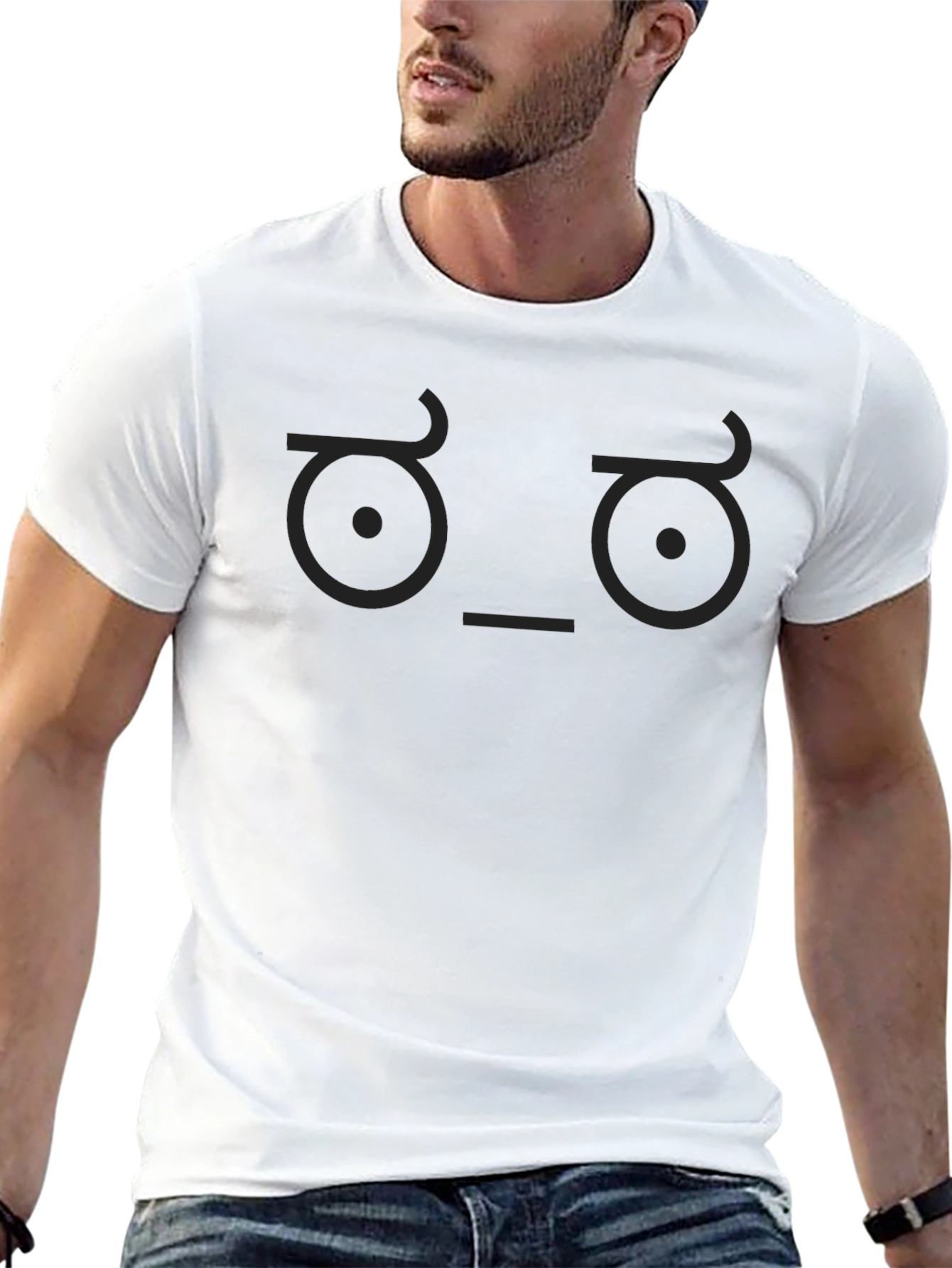 Black Doubtful Face Graphic Tee